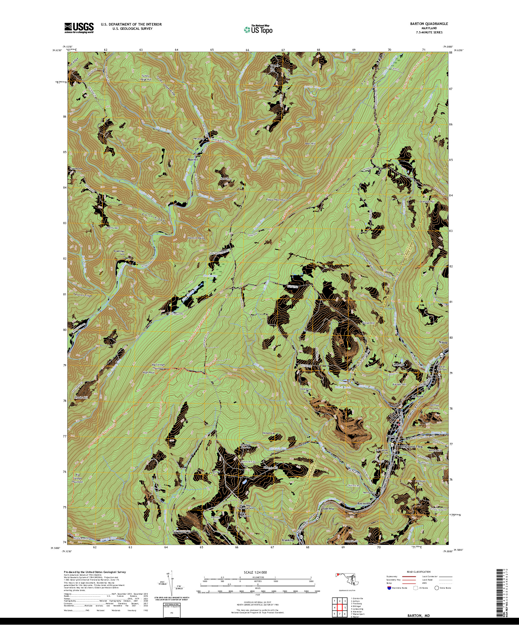 US TOPO 7.5-MINUTE MAP FOR BARTON, MD