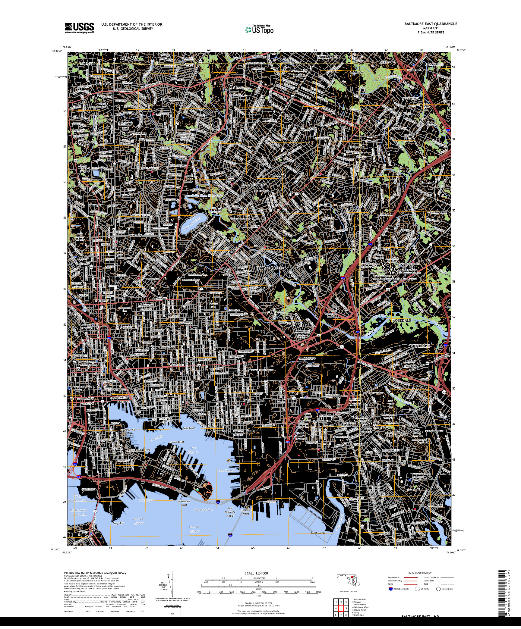 US TOPO 7.5-MINUTE MAP FOR BALTIMORE EAST, MD