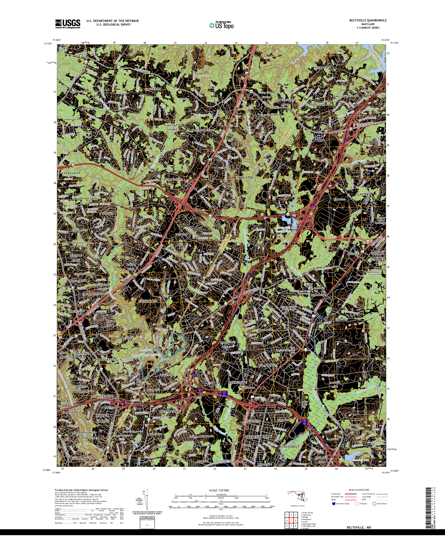 US TOPO 7.5-MINUTE MAP FOR BELTSVILLE, MD