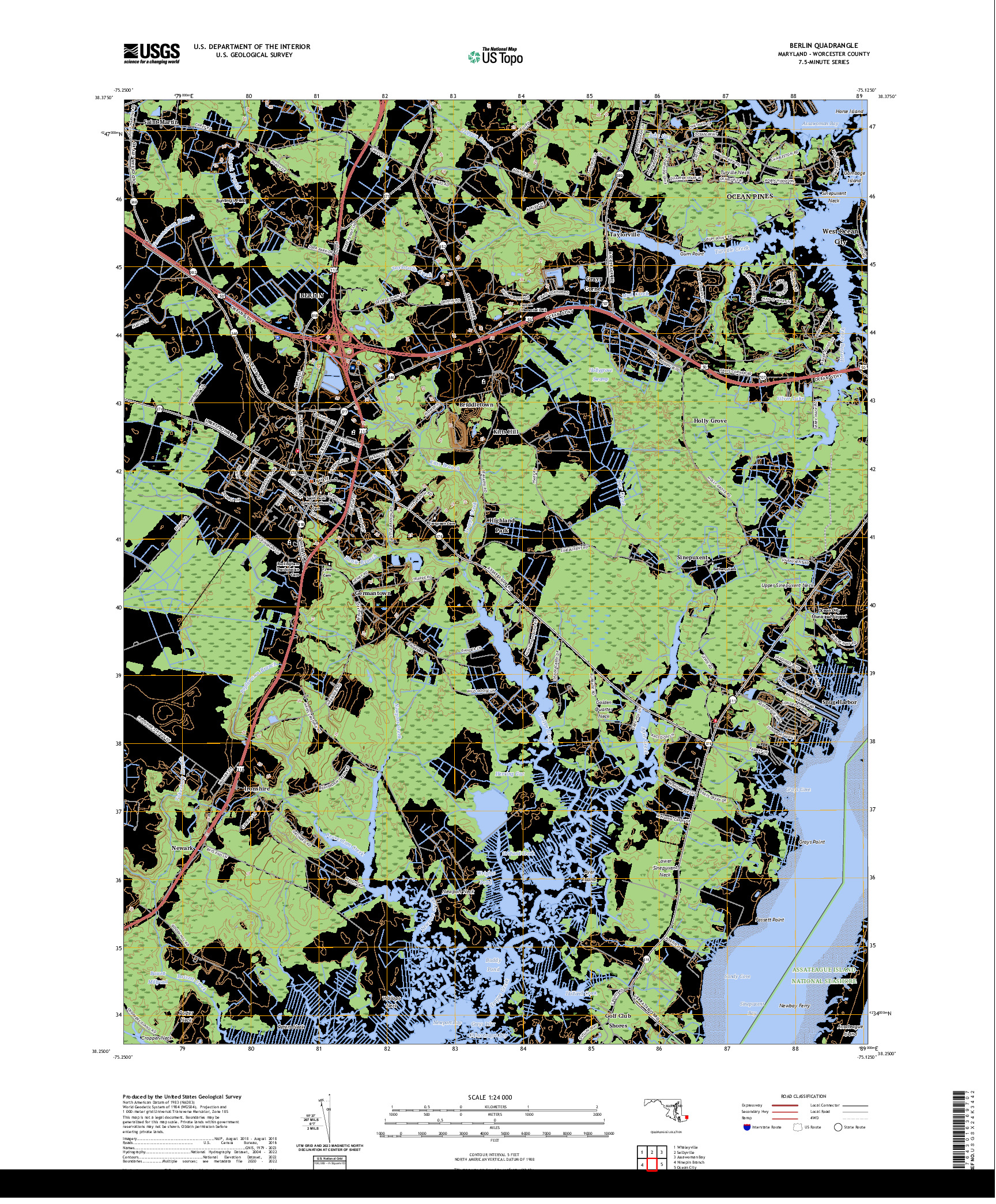 US TOPO 7.5-MINUTE MAP FOR BERLIN, MD