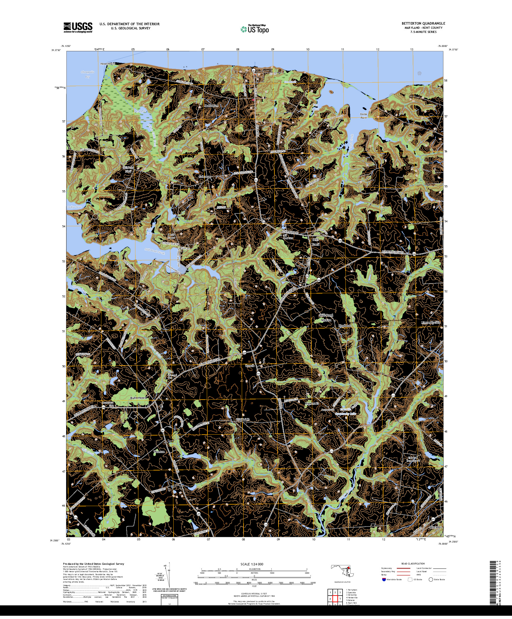 US TOPO 7.5-MINUTE MAP FOR BETTERTON, MD