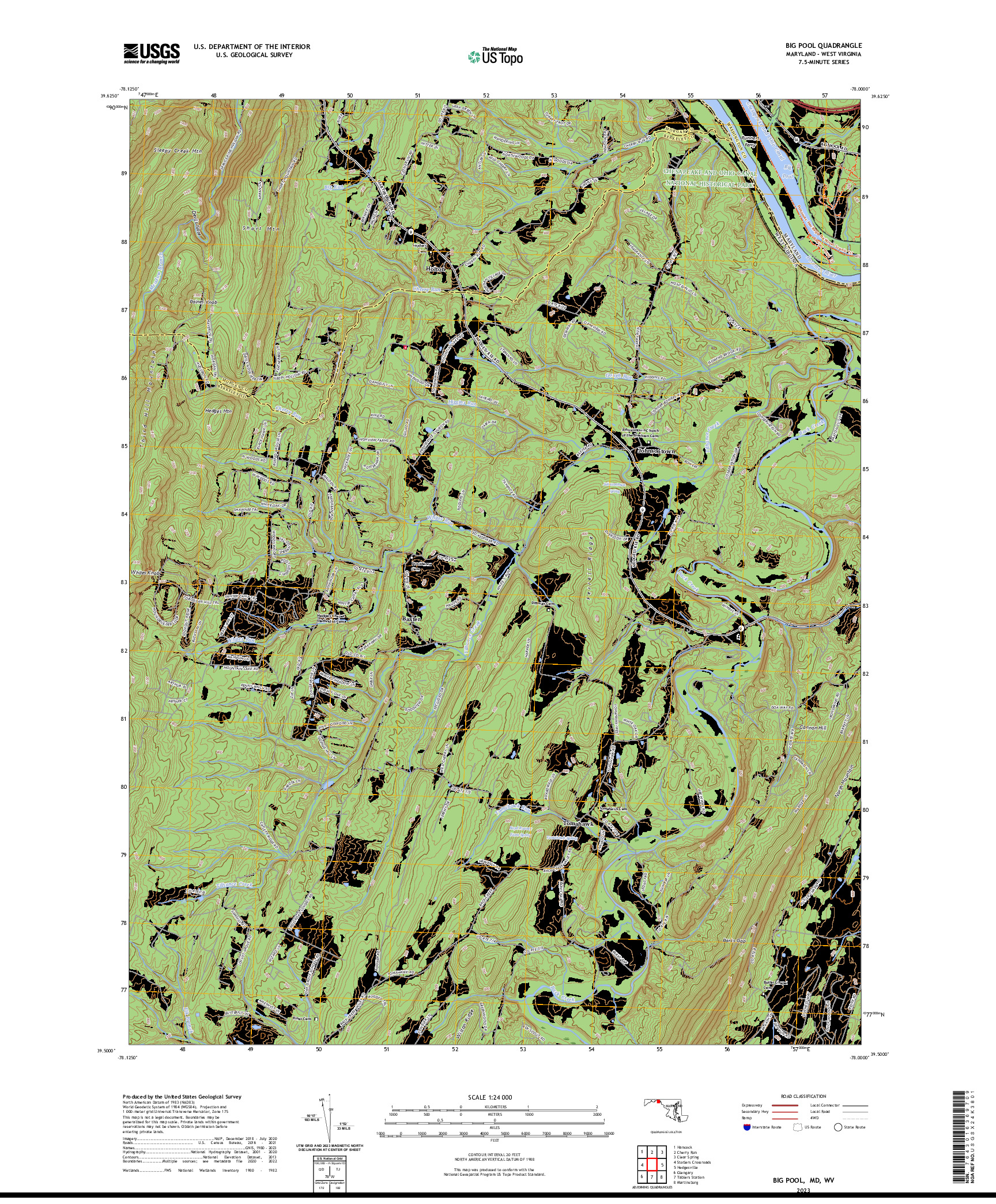 US TOPO 7.5-MINUTE MAP FOR BIG POOL, MD,WV