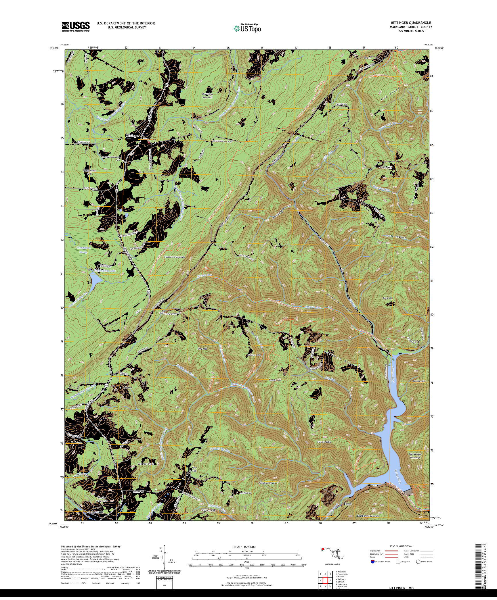 US TOPO 7.5-MINUTE MAP FOR BITTINGER, MD