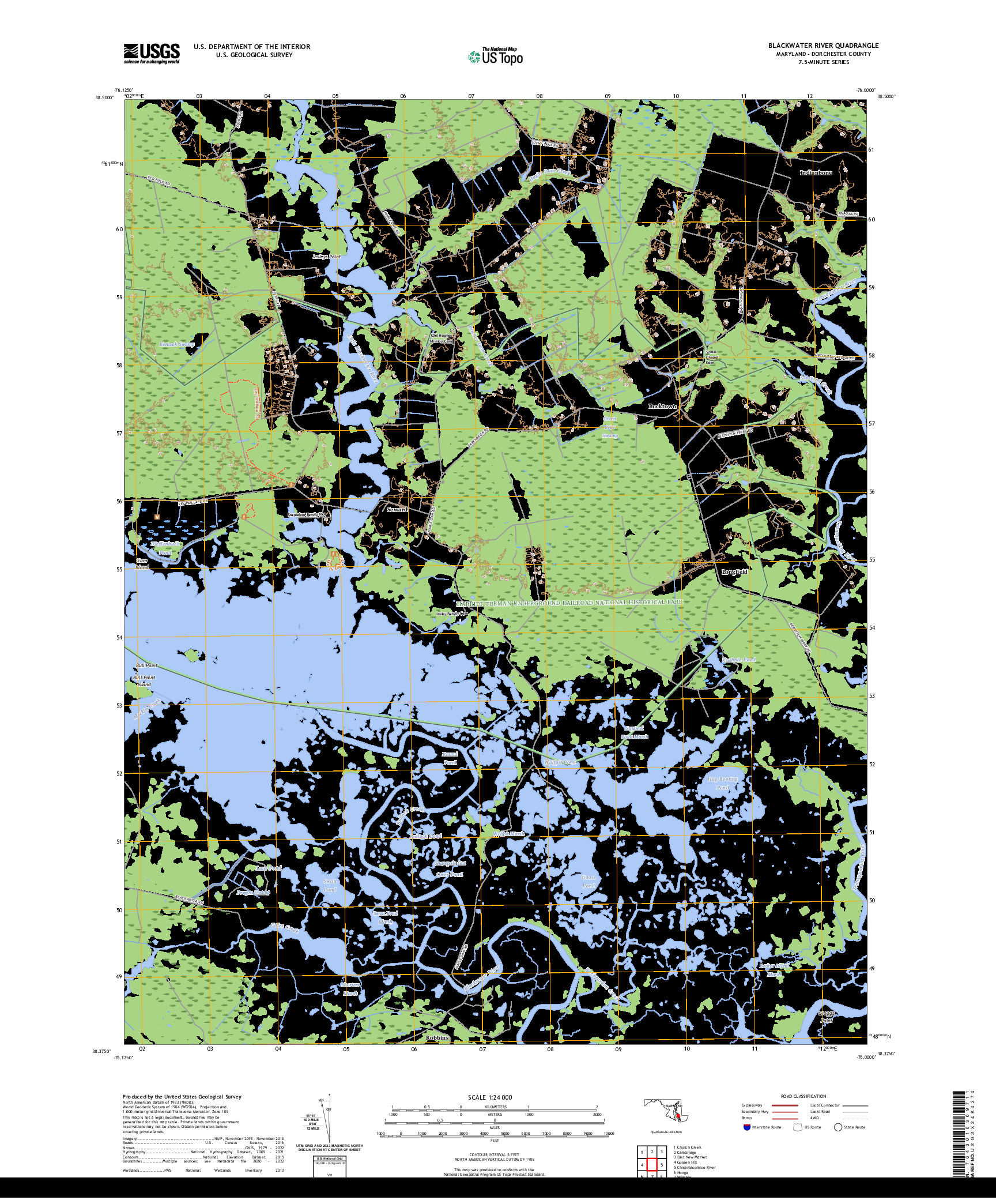 US TOPO 7.5-MINUTE MAP FOR BLACKWATER RIVER, MD