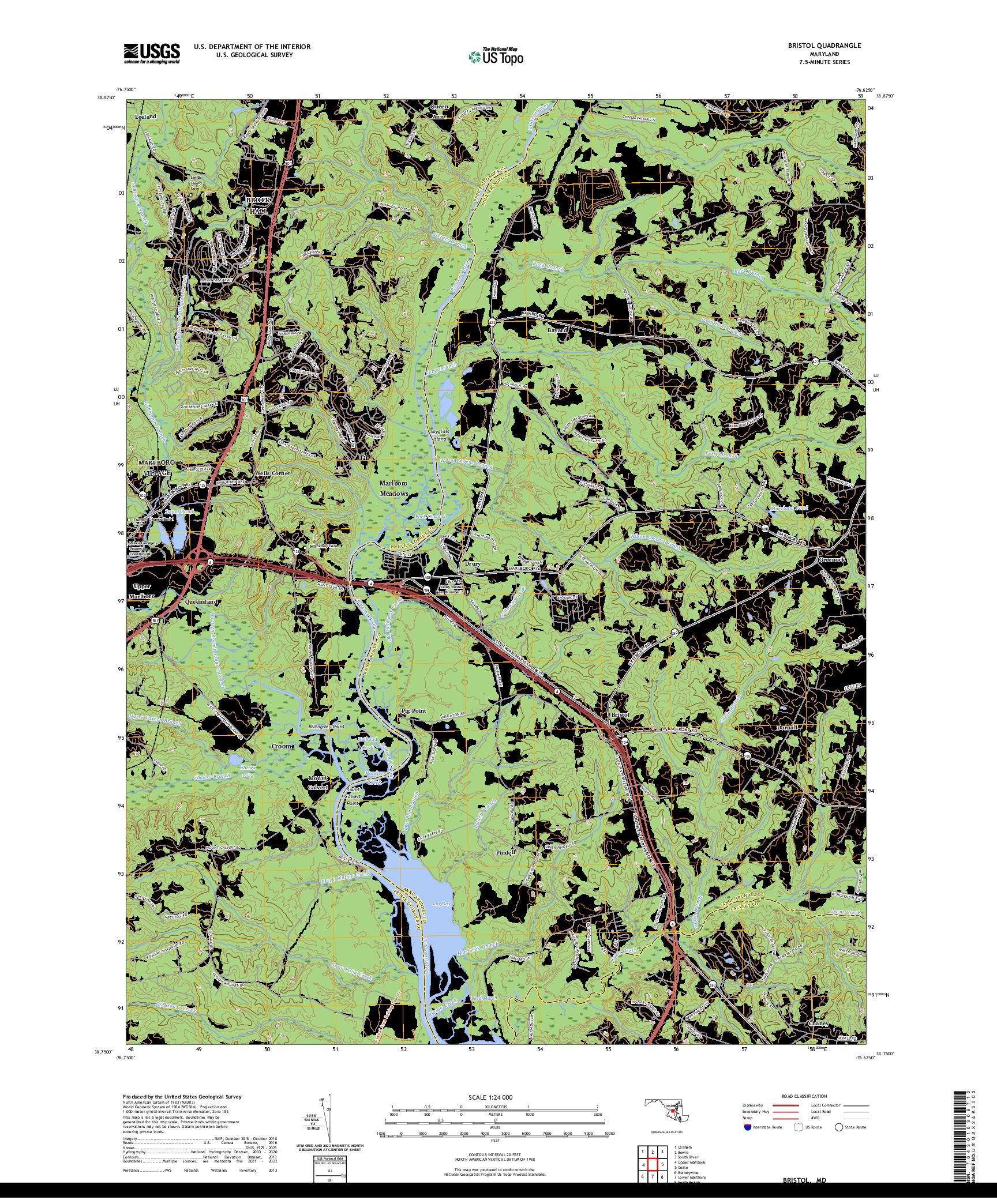 US TOPO 7.5-MINUTE MAP FOR BRISTOL, MD