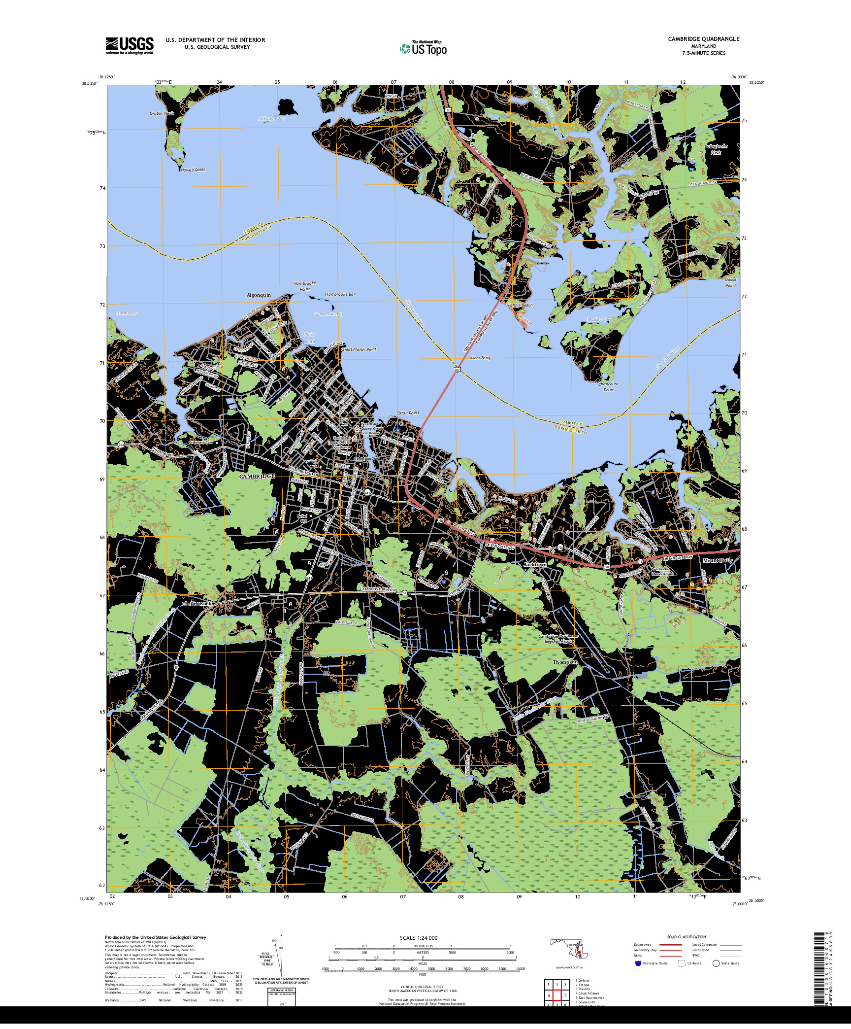 US TOPO 7.5-MINUTE MAP FOR CAMBRIDGE, MD