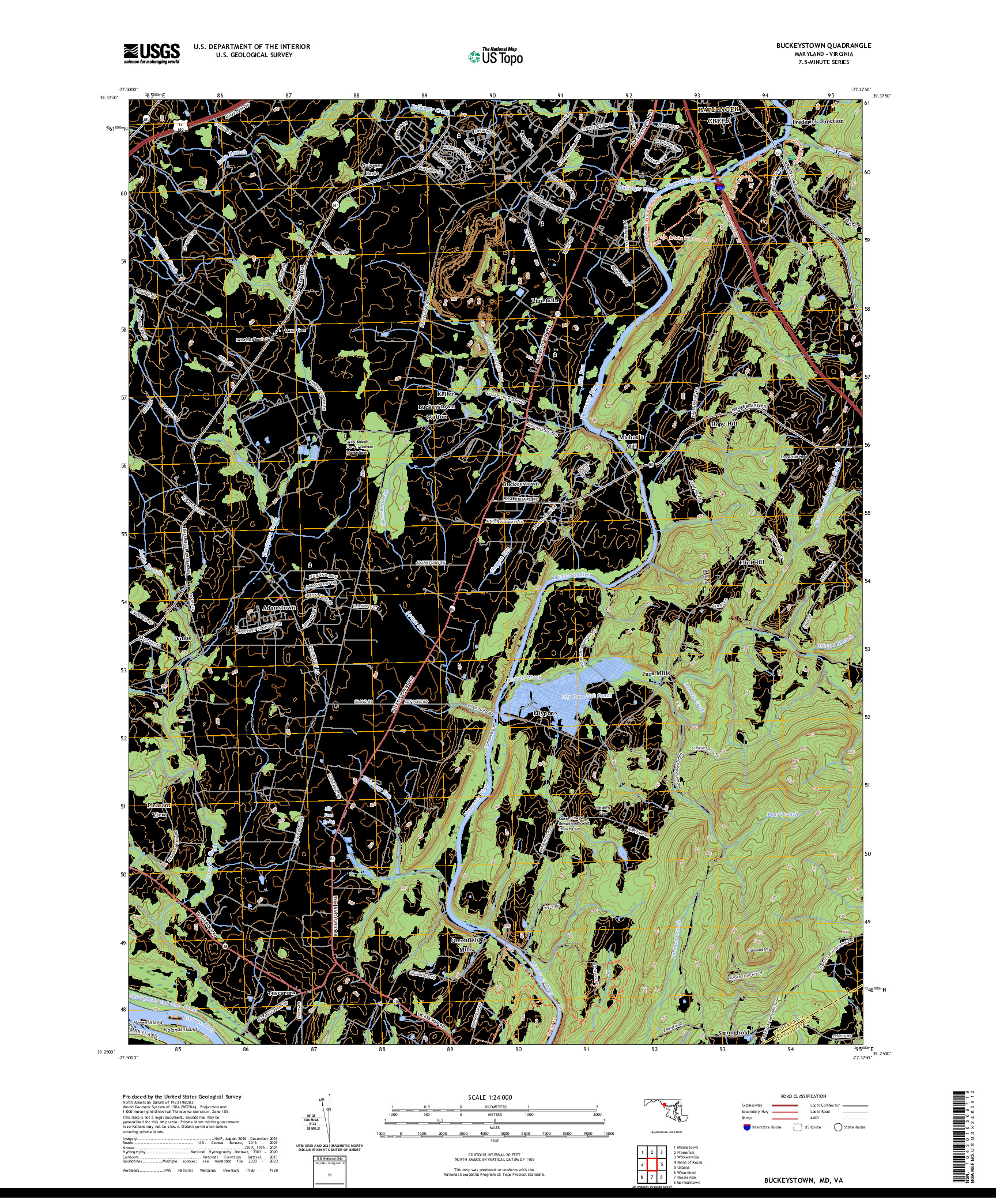 US TOPO 7.5-MINUTE MAP FOR BUCKEYSTOWN, MD,VA