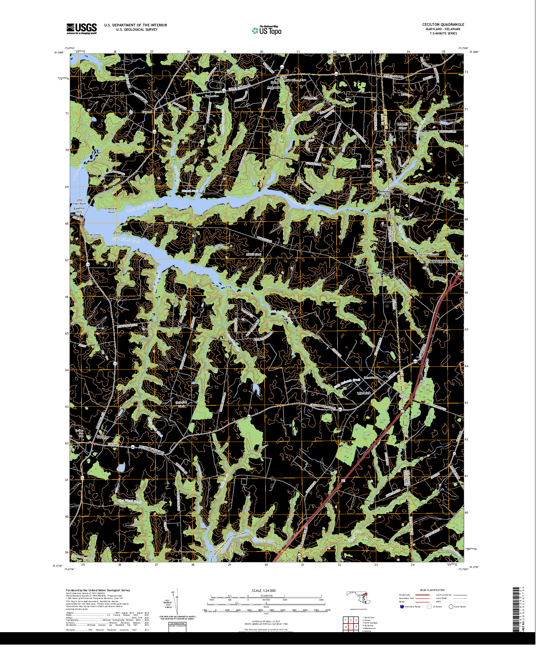 US TOPO 7.5-MINUTE MAP FOR CECILTON, MD,DE