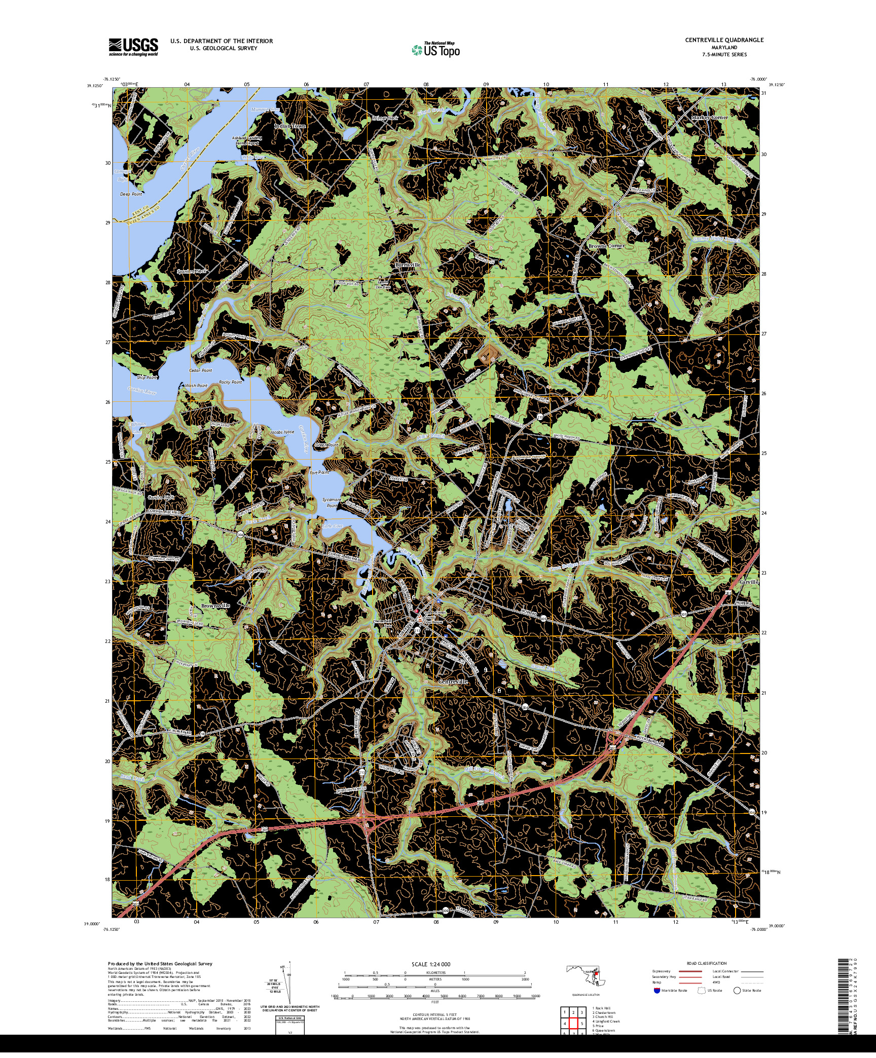 US TOPO 7.5-MINUTE MAP FOR CENTREVILLE, MD