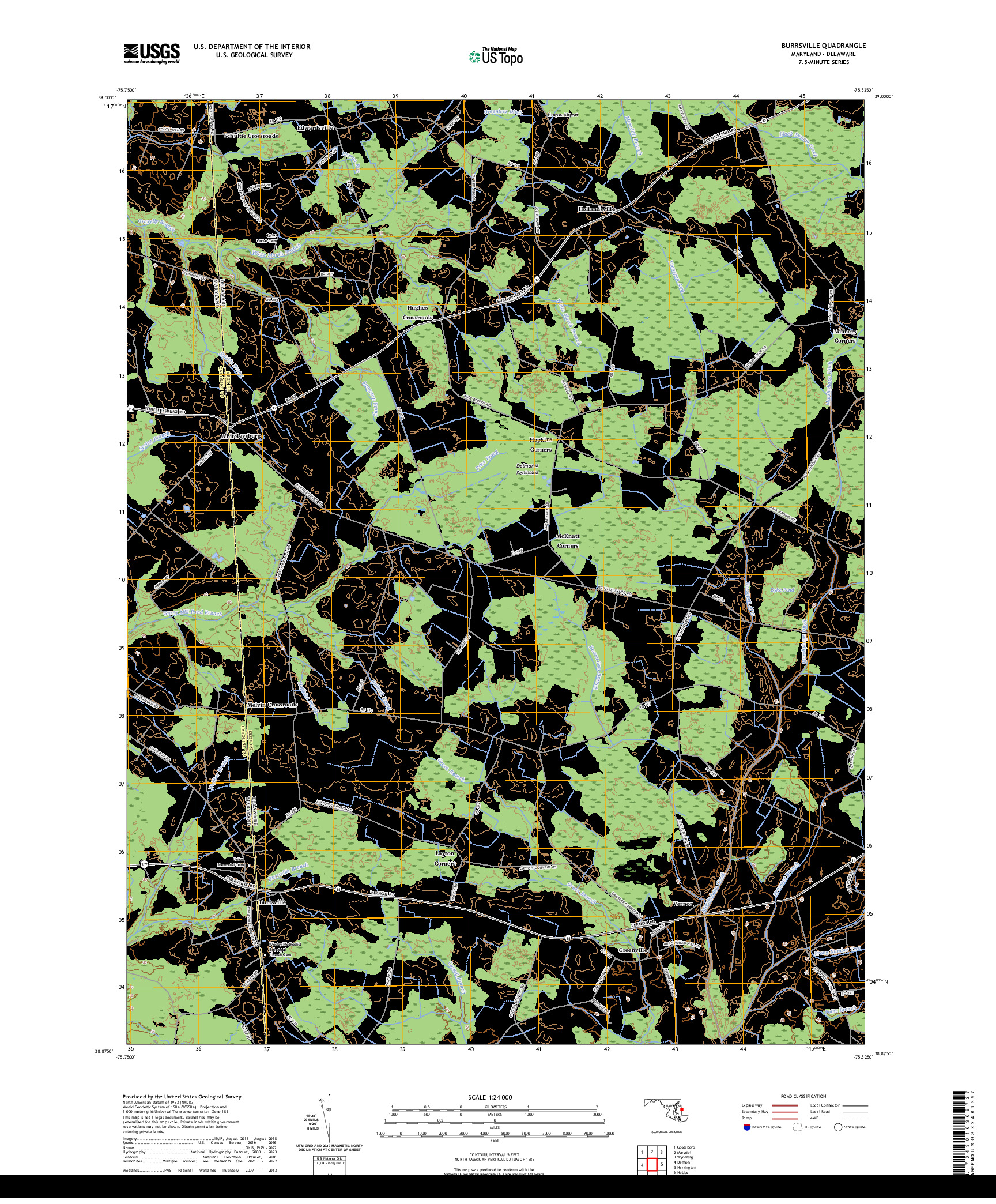 US TOPO 7.5-MINUTE MAP FOR BURRSVILLE, MD,DE