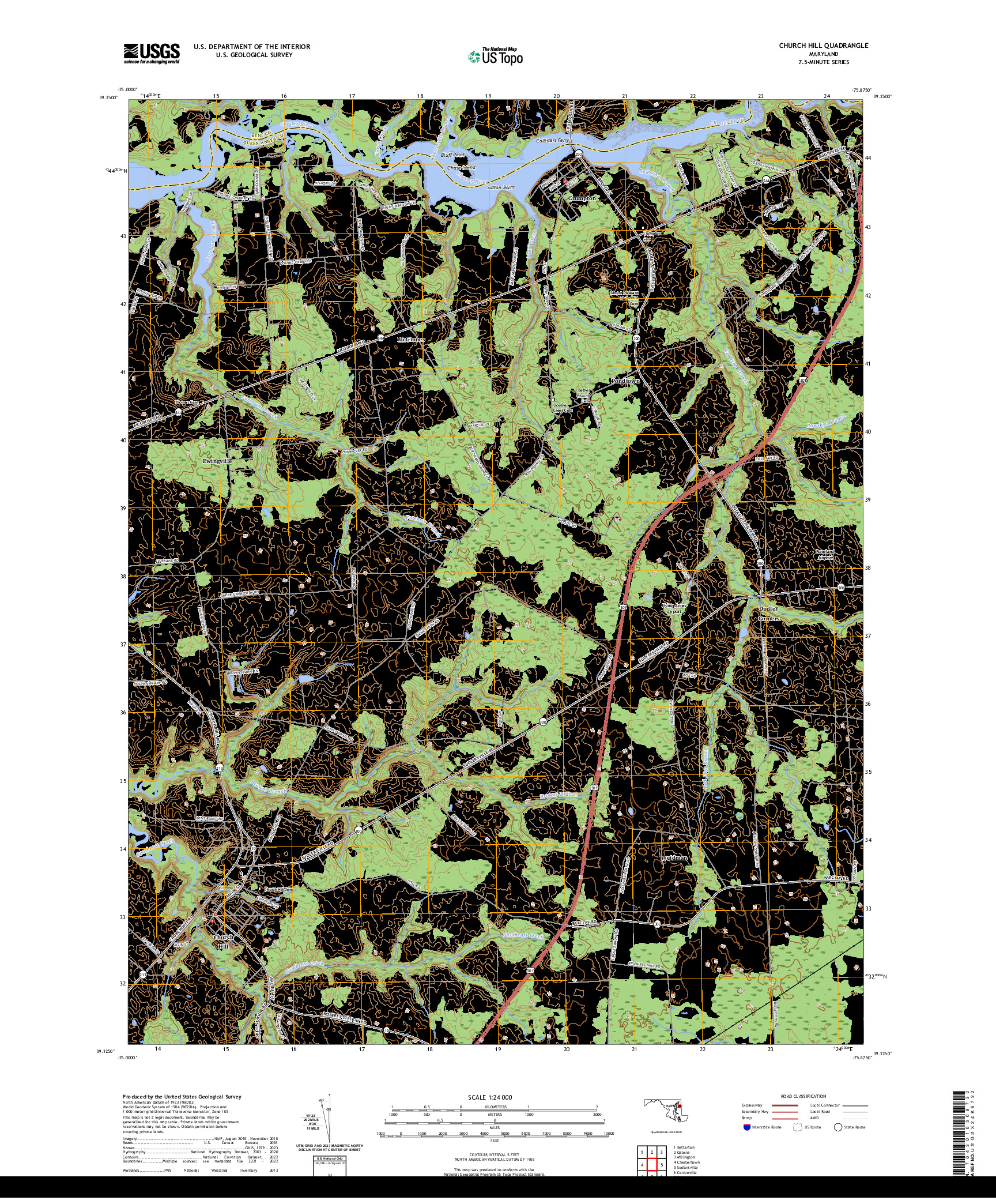 US TOPO 7.5-MINUTE MAP FOR CHURCH HILL, MD