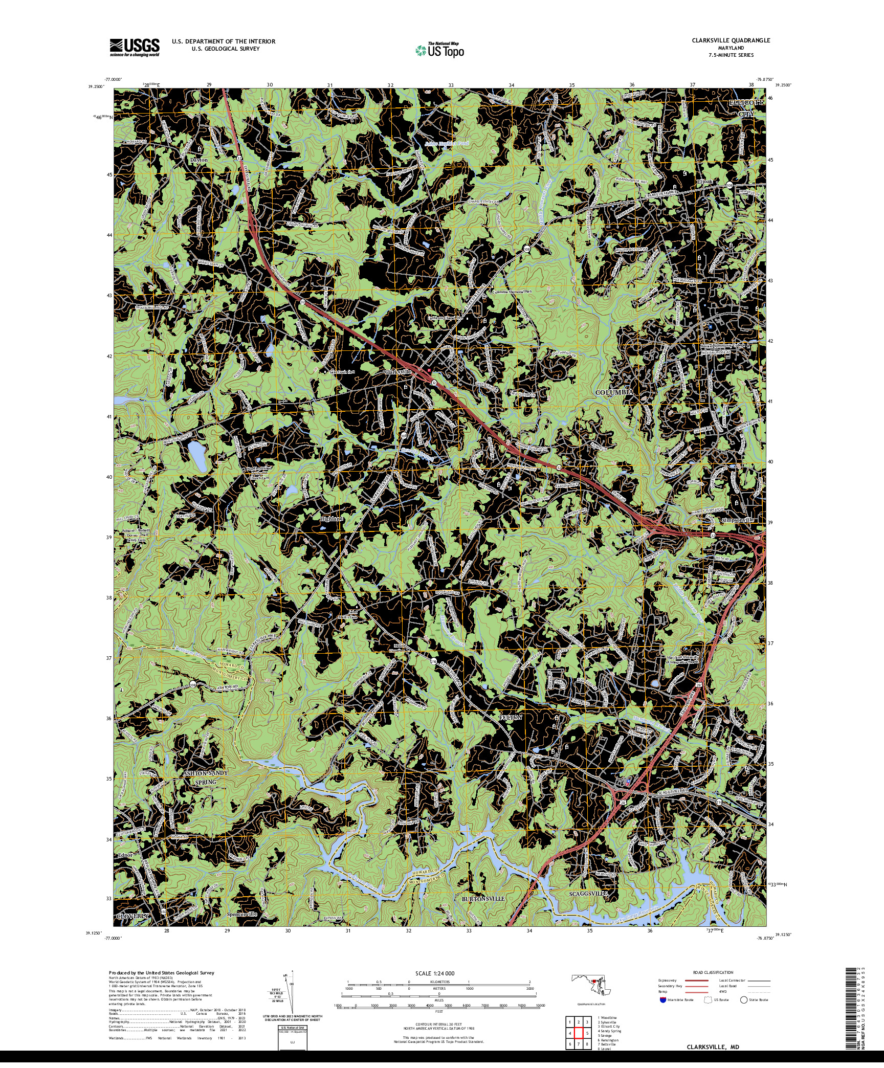 US TOPO 7.5-MINUTE MAP FOR CLARKSVILLE, MD