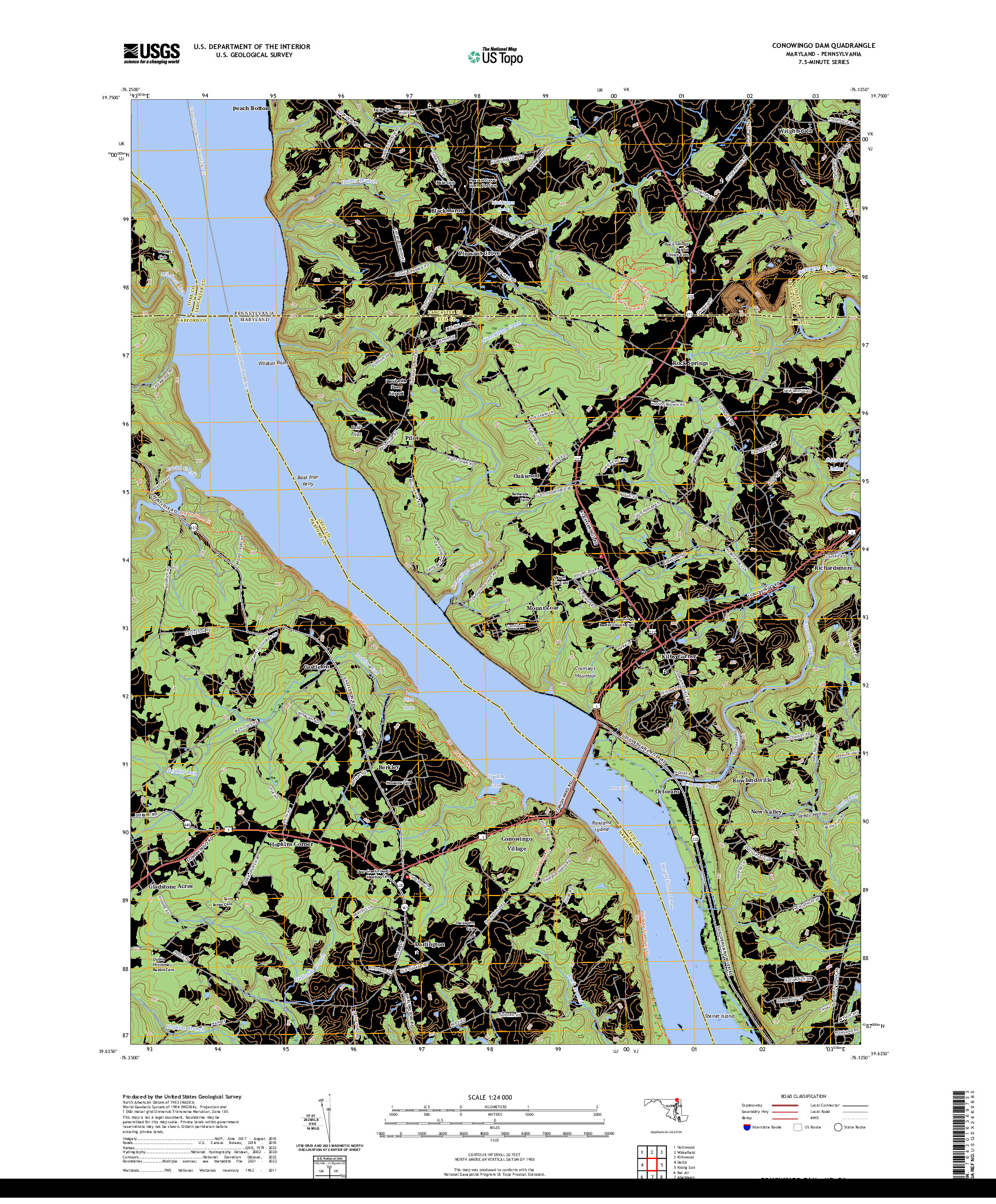 US TOPO 7.5-MINUTE MAP FOR CONOWINGO DAM, MD,PA