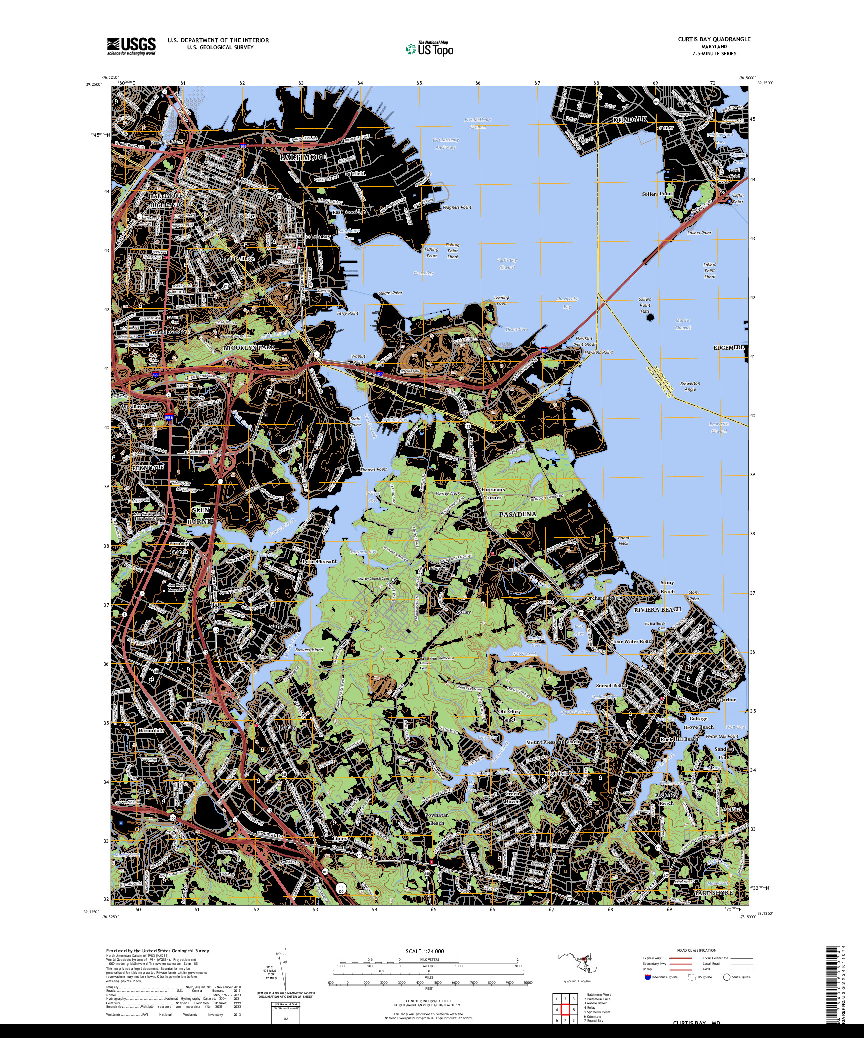 US TOPO 7.5-MINUTE MAP FOR CURTIS BAY, MD