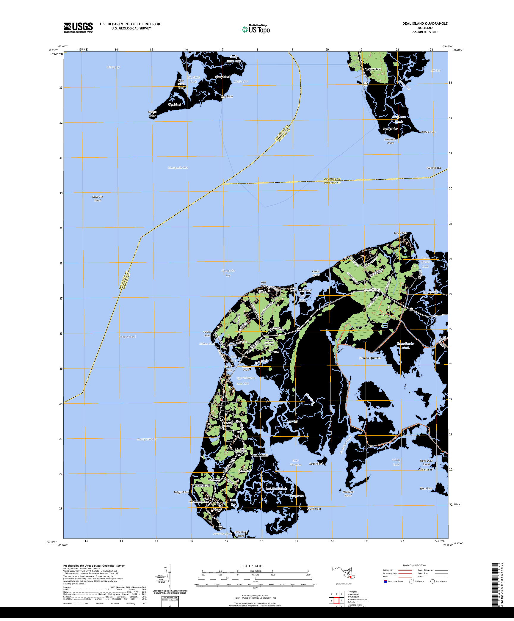 US TOPO 7.5-MINUTE MAP FOR DEAL ISLAND, MD