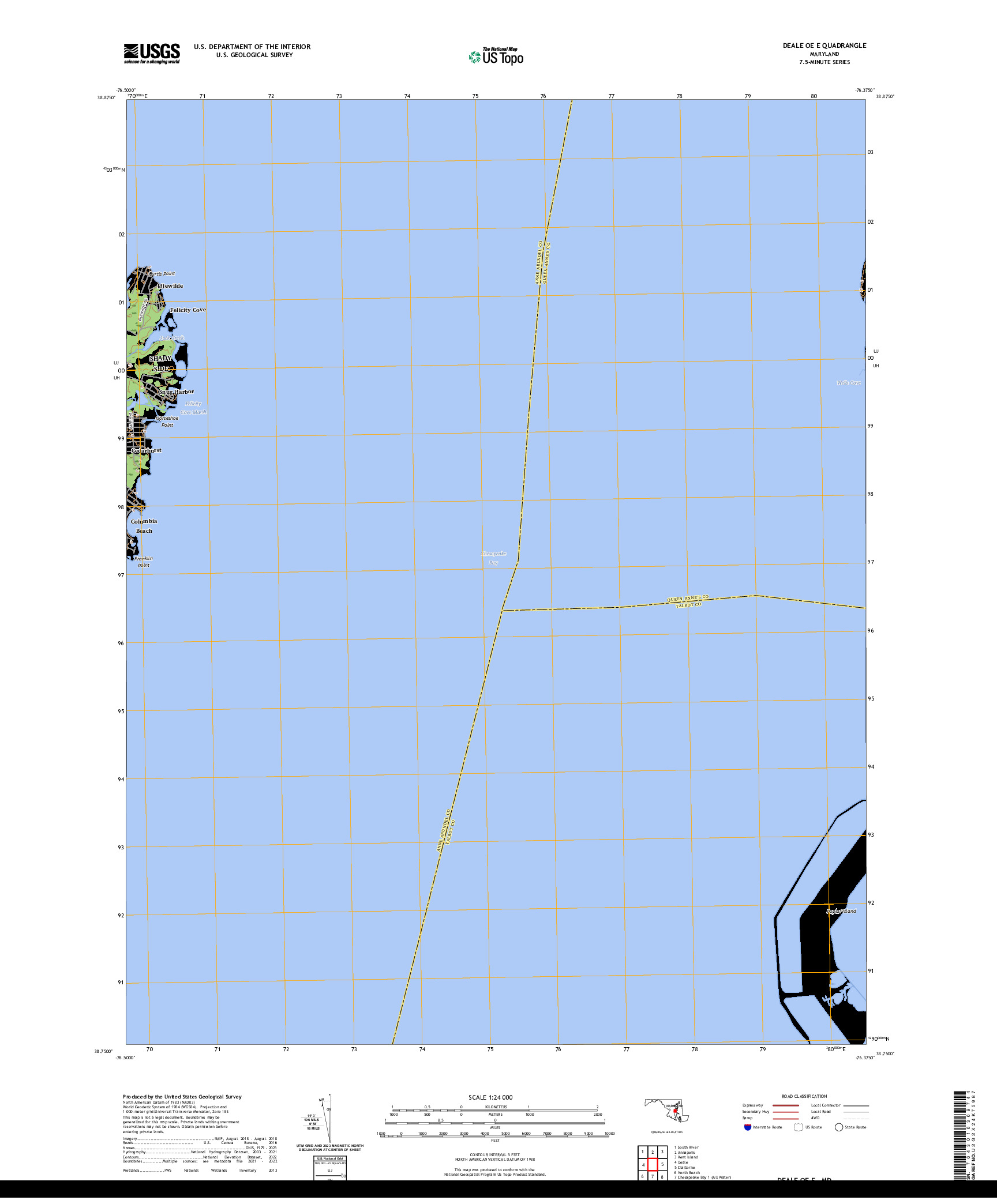 US TOPO 7.5-MINUTE MAP FOR DEALE OE E, MD