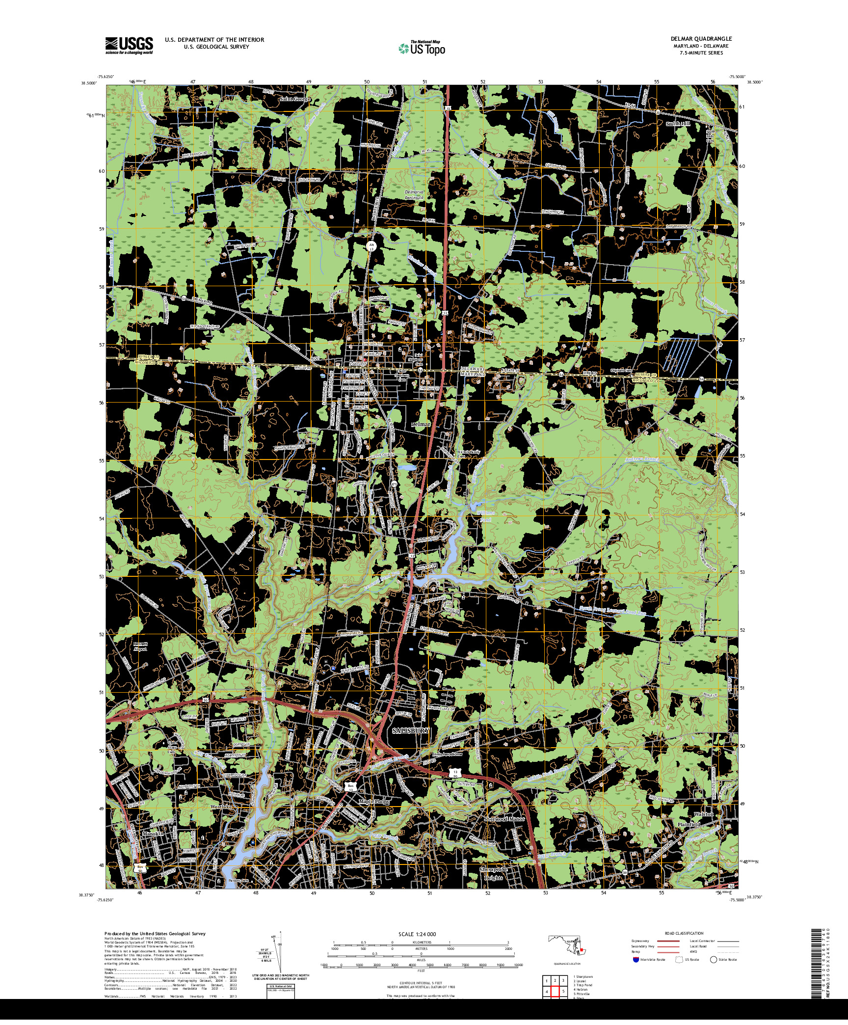 US TOPO 7.5-MINUTE MAP FOR DELMAR, MD,DE