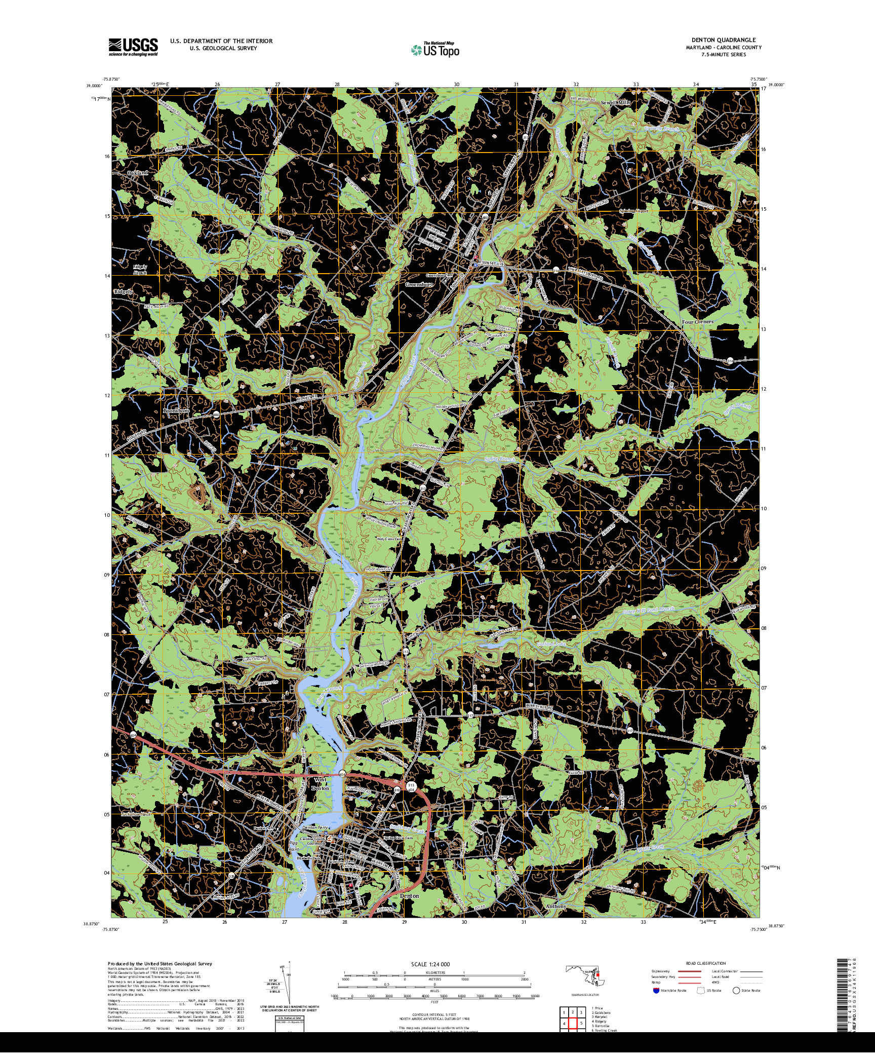 US TOPO 7.5-MINUTE MAP FOR DENTON, MD