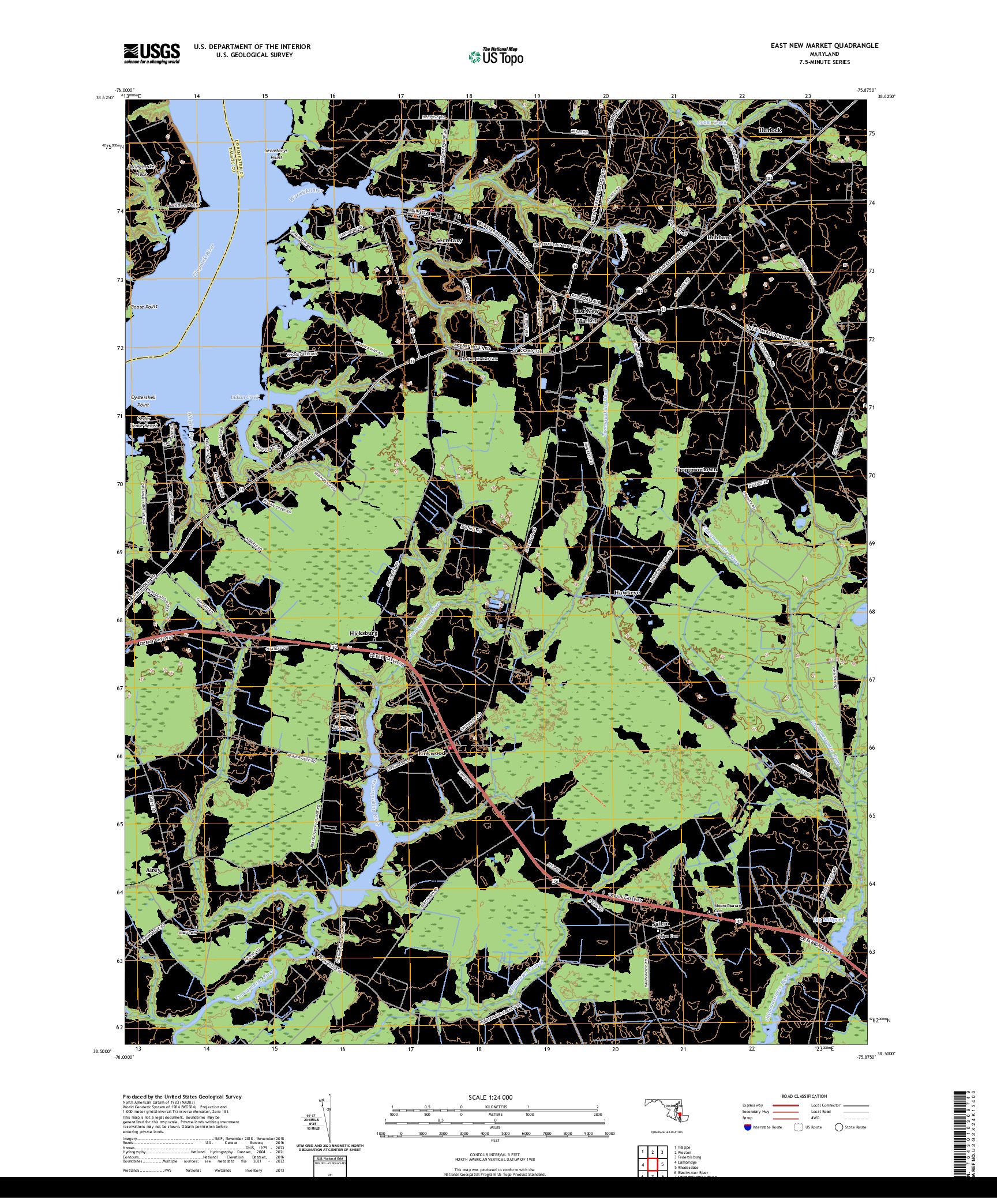 US TOPO 7.5-MINUTE MAP FOR EAST NEW MARKET, MD