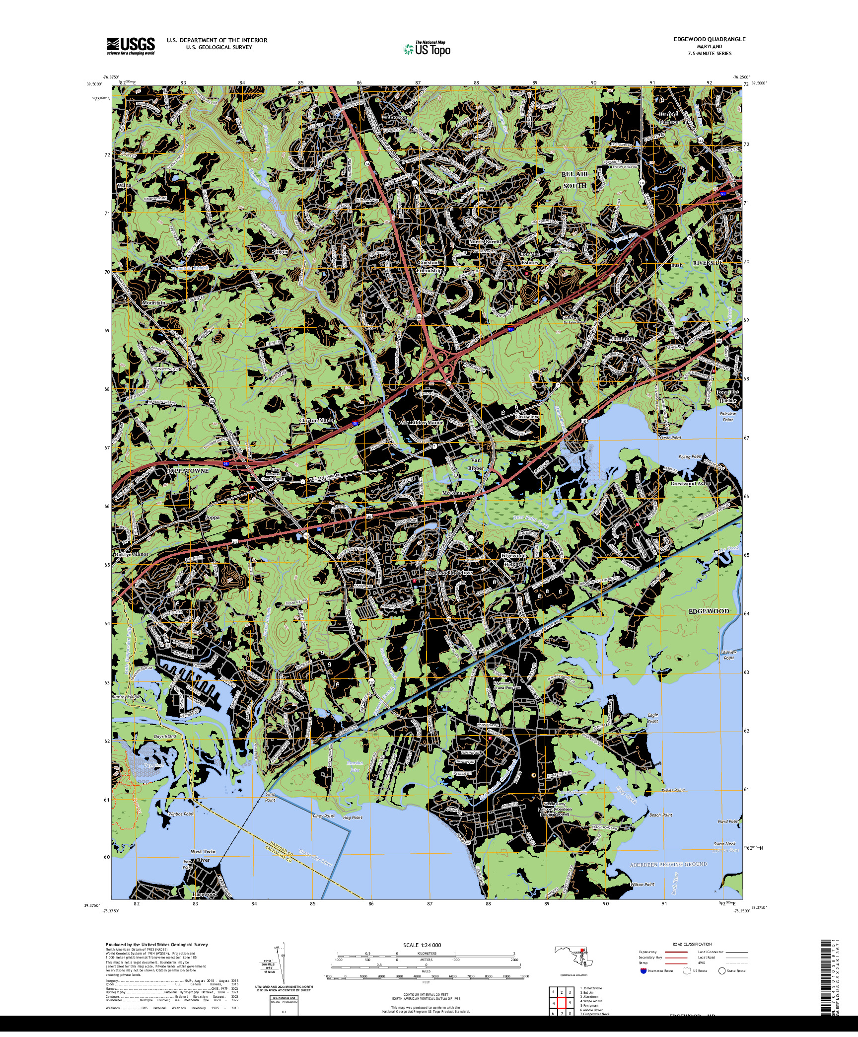 US TOPO 7.5-MINUTE MAP FOR EDGEWOOD, MD