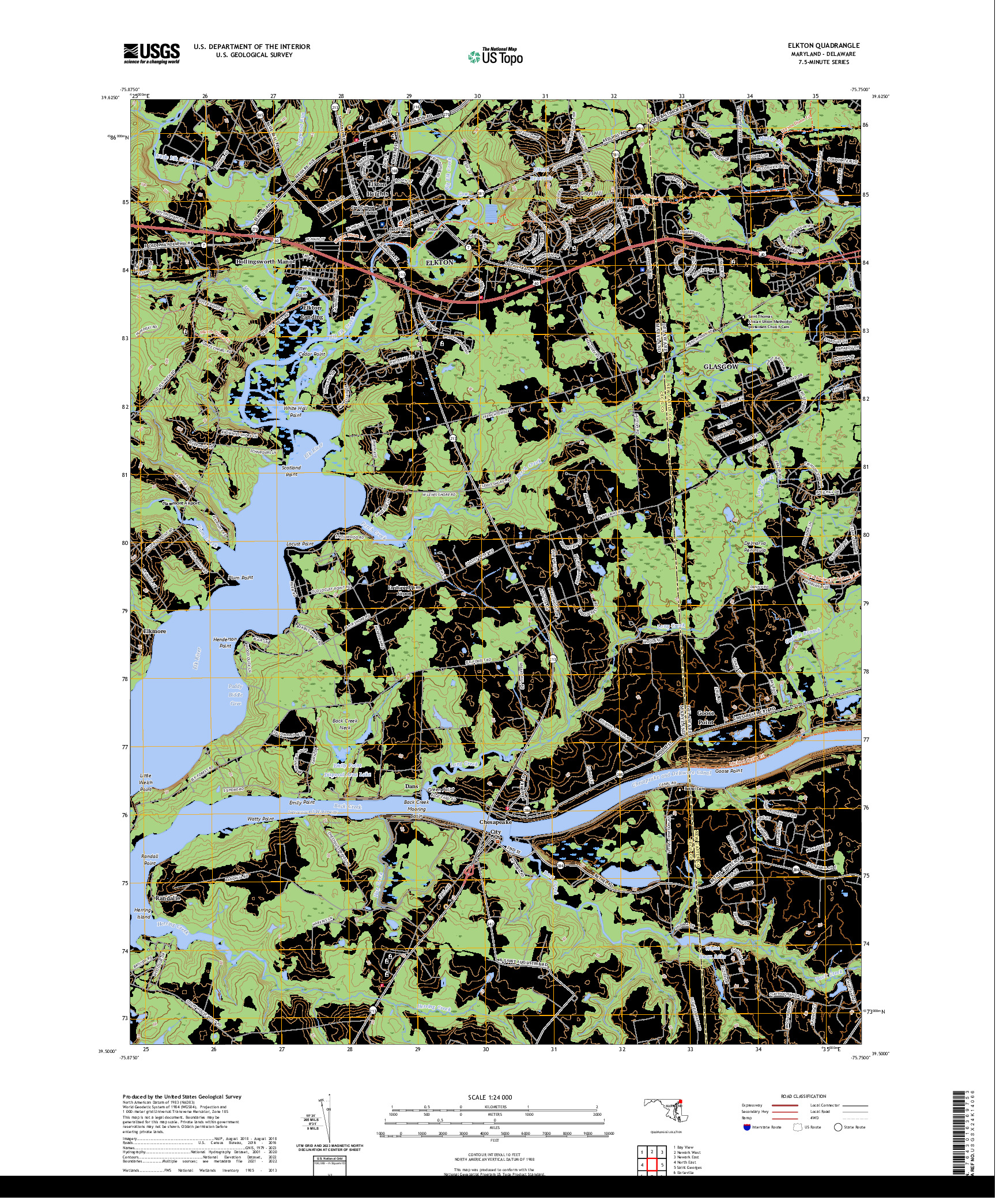 US TOPO 7.5-MINUTE MAP FOR ELKTON, MD,DE