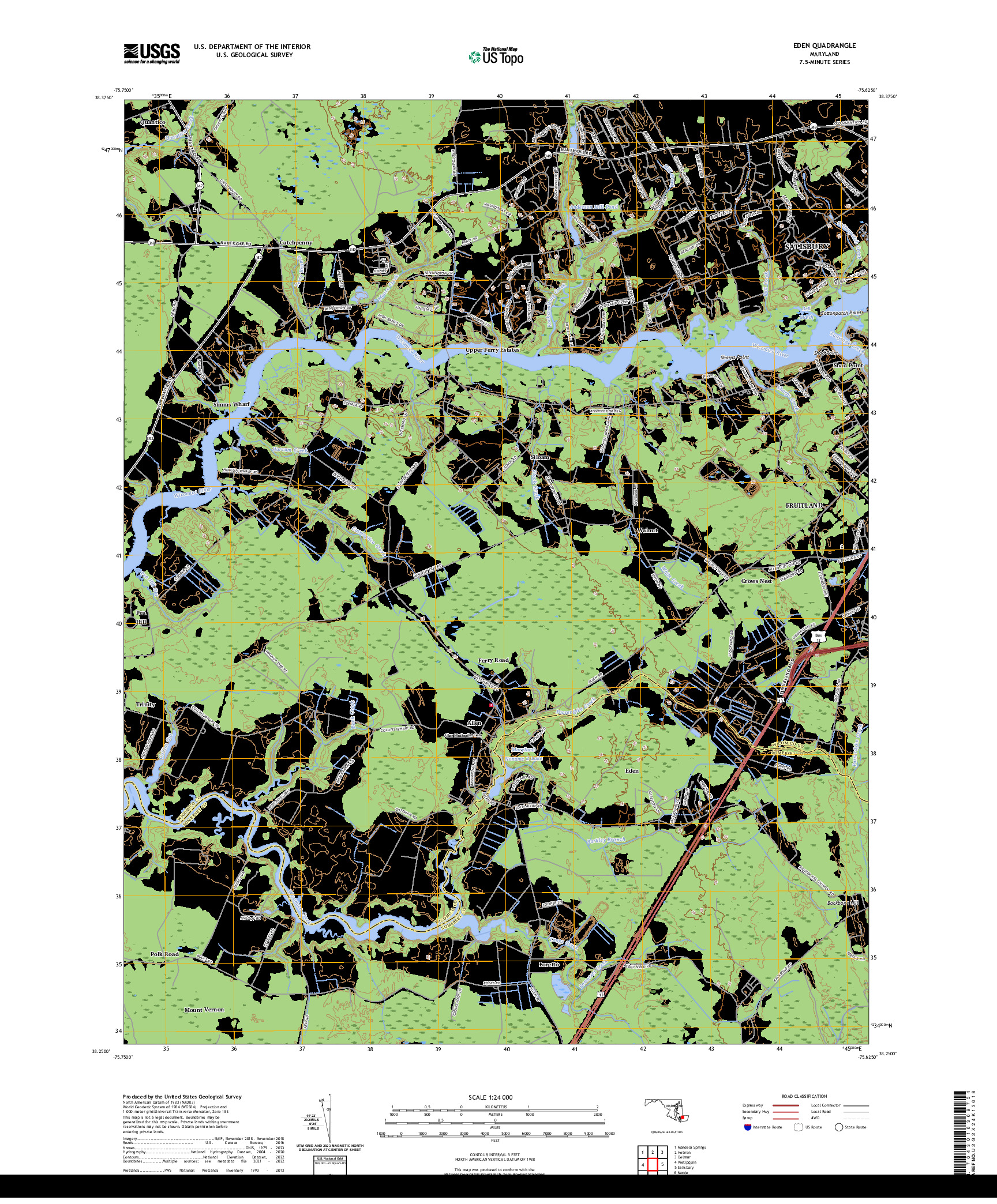 US TOPO 7.5-MINUTE MAP FOR EDEN, MD