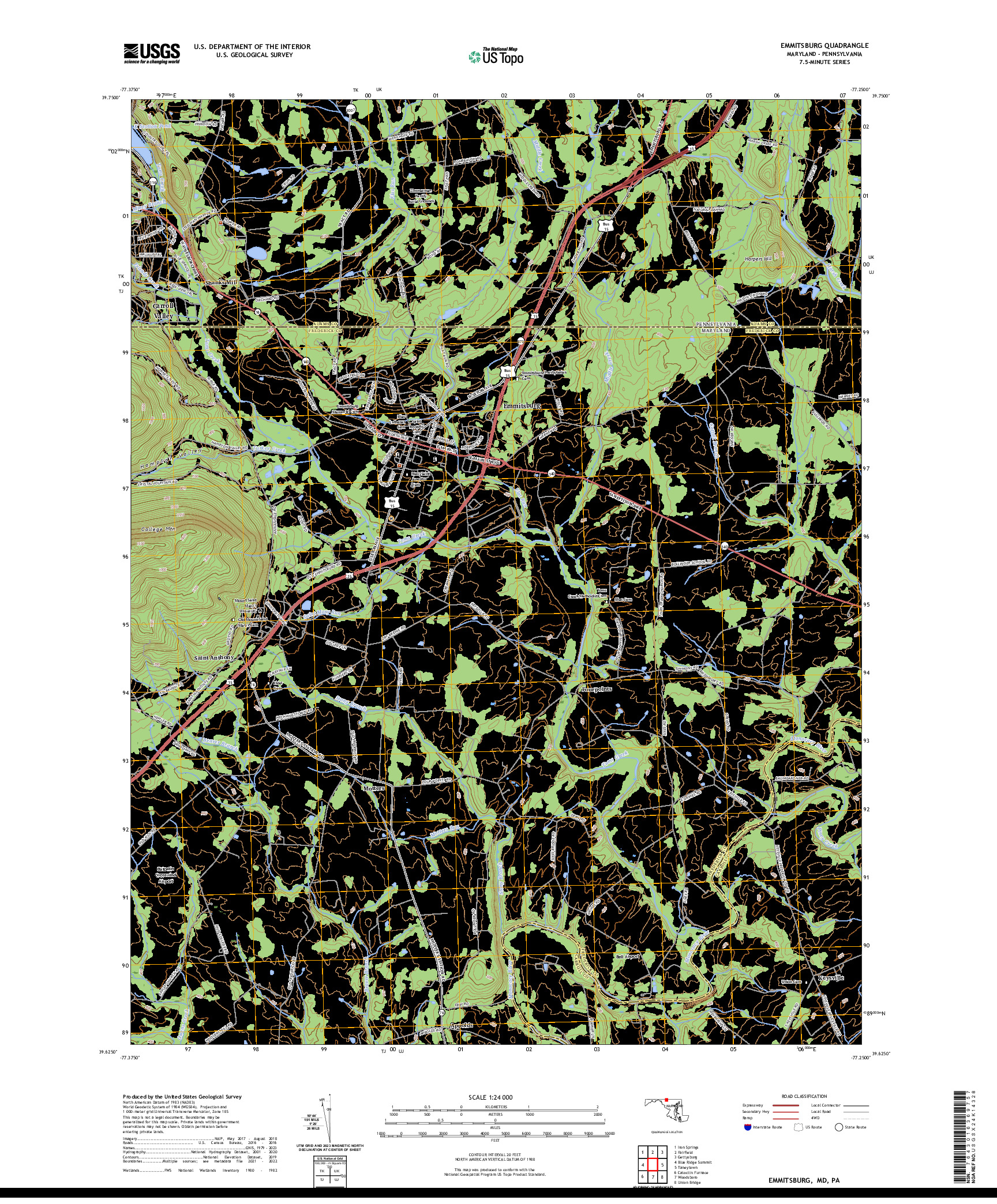 US TOPO 7.5-MINUTE MAP FOR EMMITSBURG, MD,PA