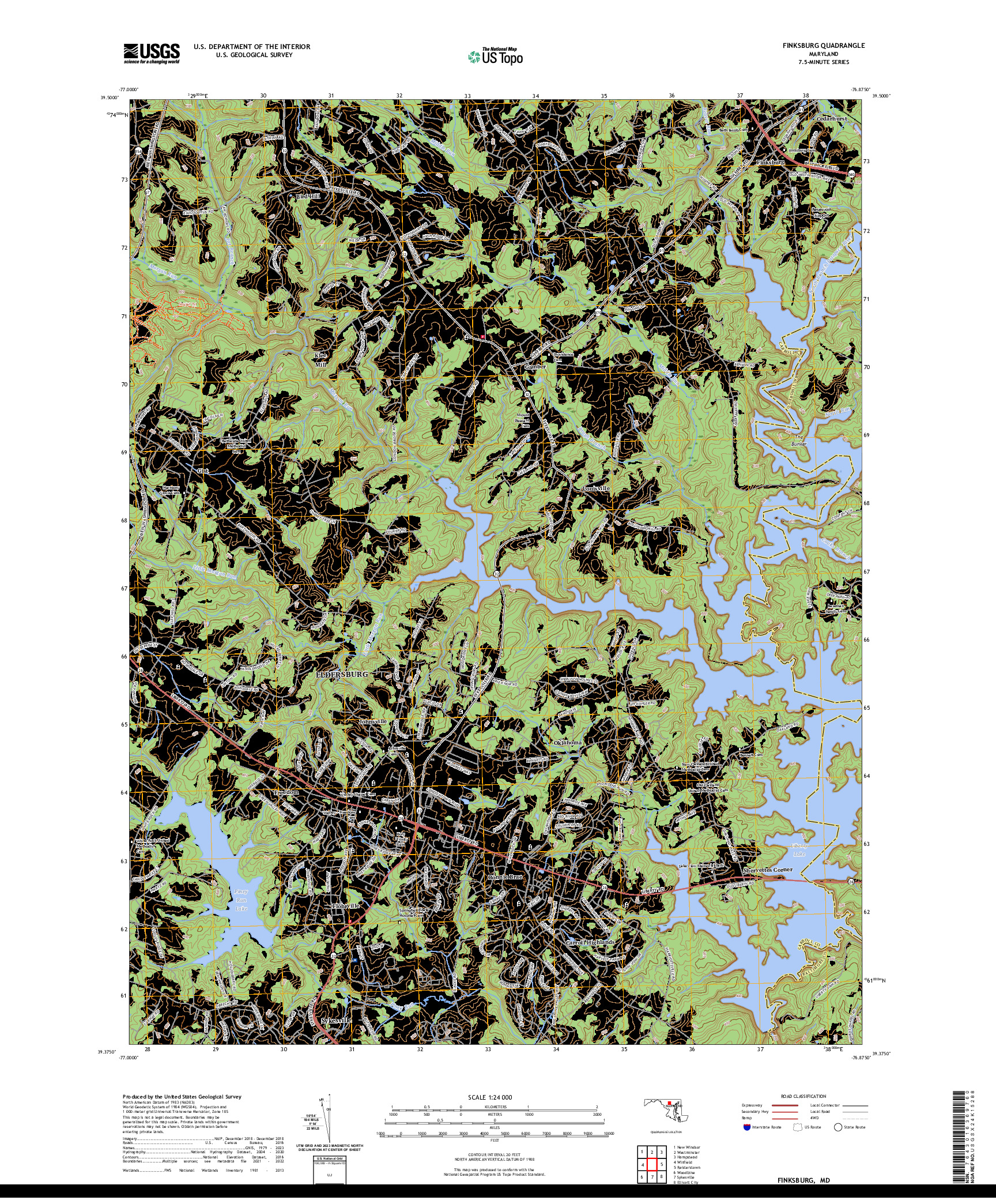 US TOPO 7.5-MINUTE MAP FOR FINKSBURG, MD