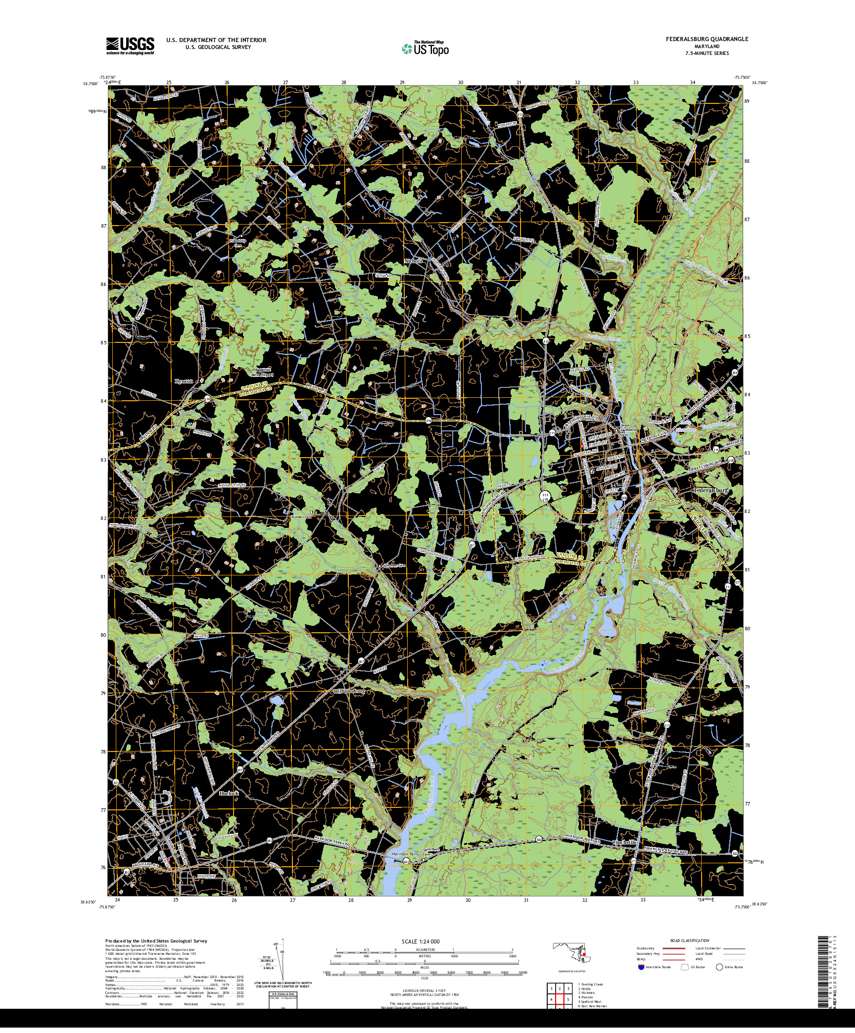 US TOPO 7.5-MINUTE MAP FOR FEDERALSBURG, MD