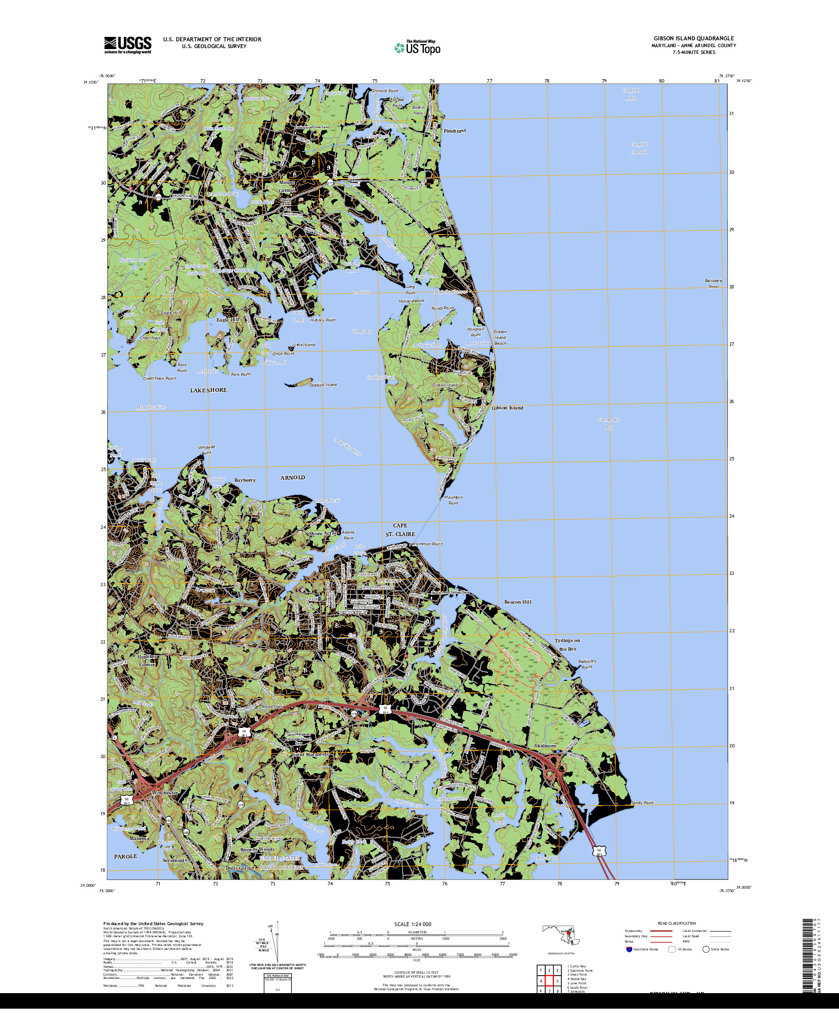 US TOPO 7.5-MINUTE MAP FOR GIBSON ISLAND, MD