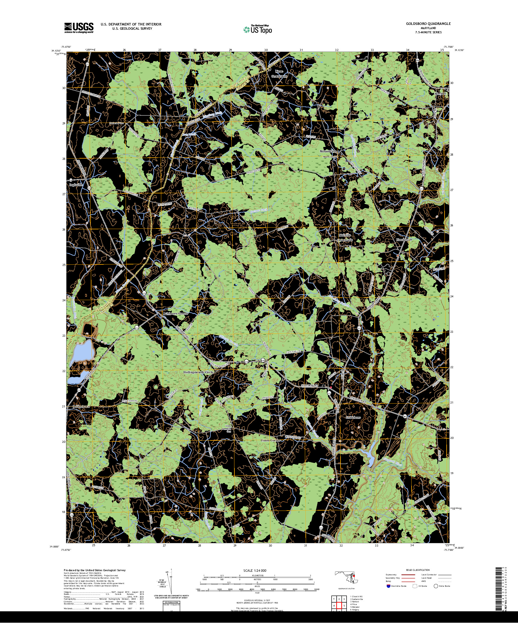 US TOPO 7.5-MINUTE MAP FOR GOLDSBORO, MD