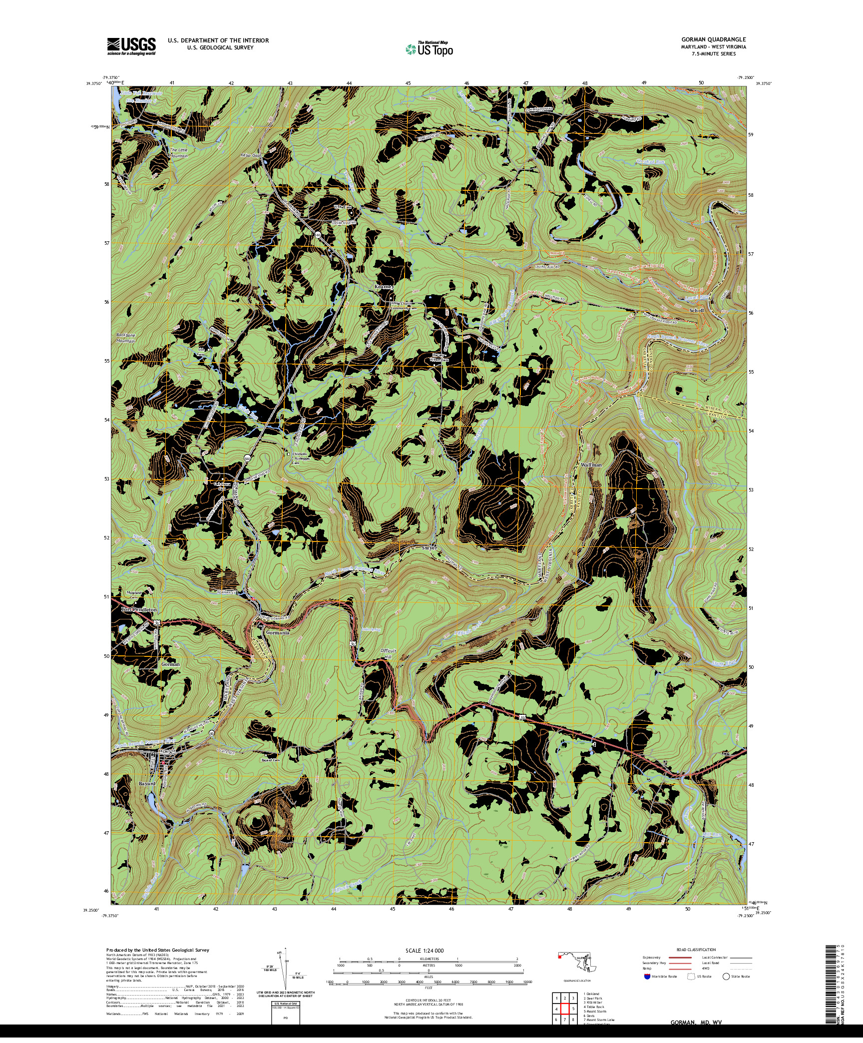 US TOPO 7.5-MINUTE MAP FOR GORMAN, MD,WV