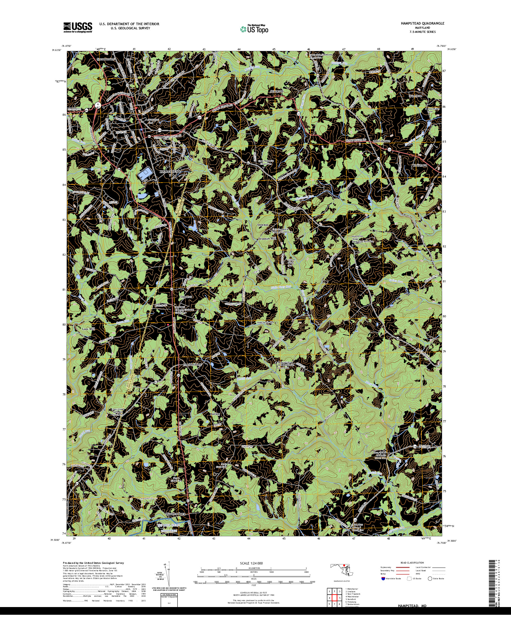 US TOPO 7.5-MINUTE MAP FOR HAMPSTEAD, MD