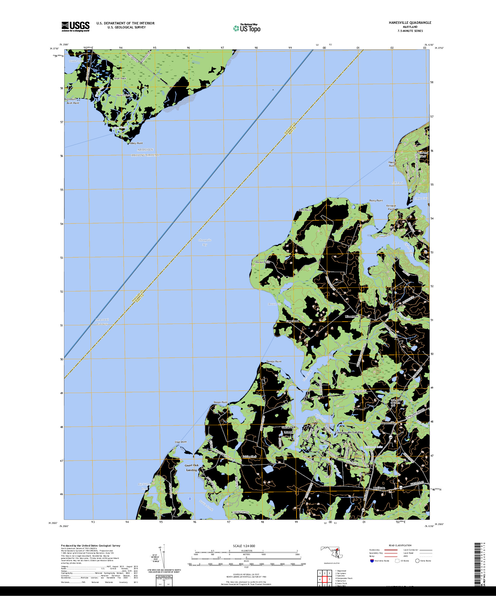 US TOPO 7.5-MINUTE MAP FOR HANESVILLE, MD