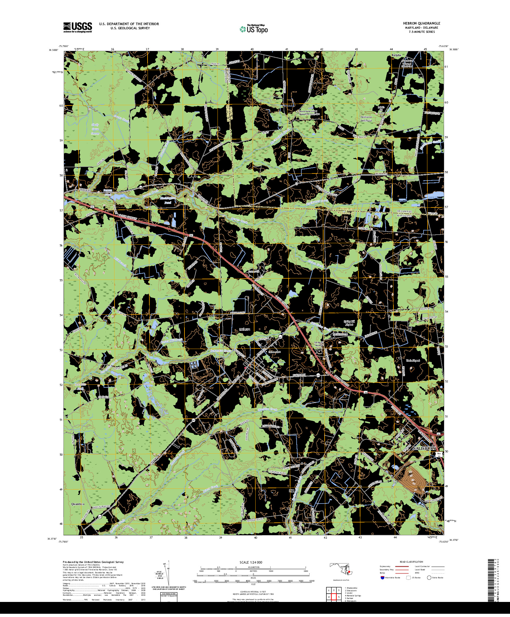 US TOPO 7.5-MINUTE MAP FOR HEBRON, MD,DE