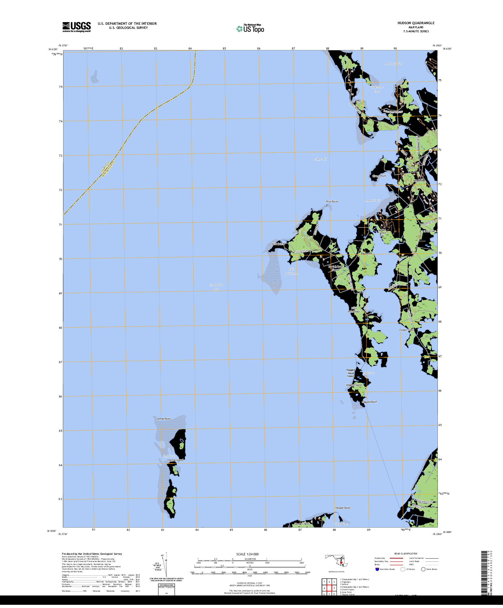 US TOPO 7.5-MINUTE MAP FOR HUDSON, MD