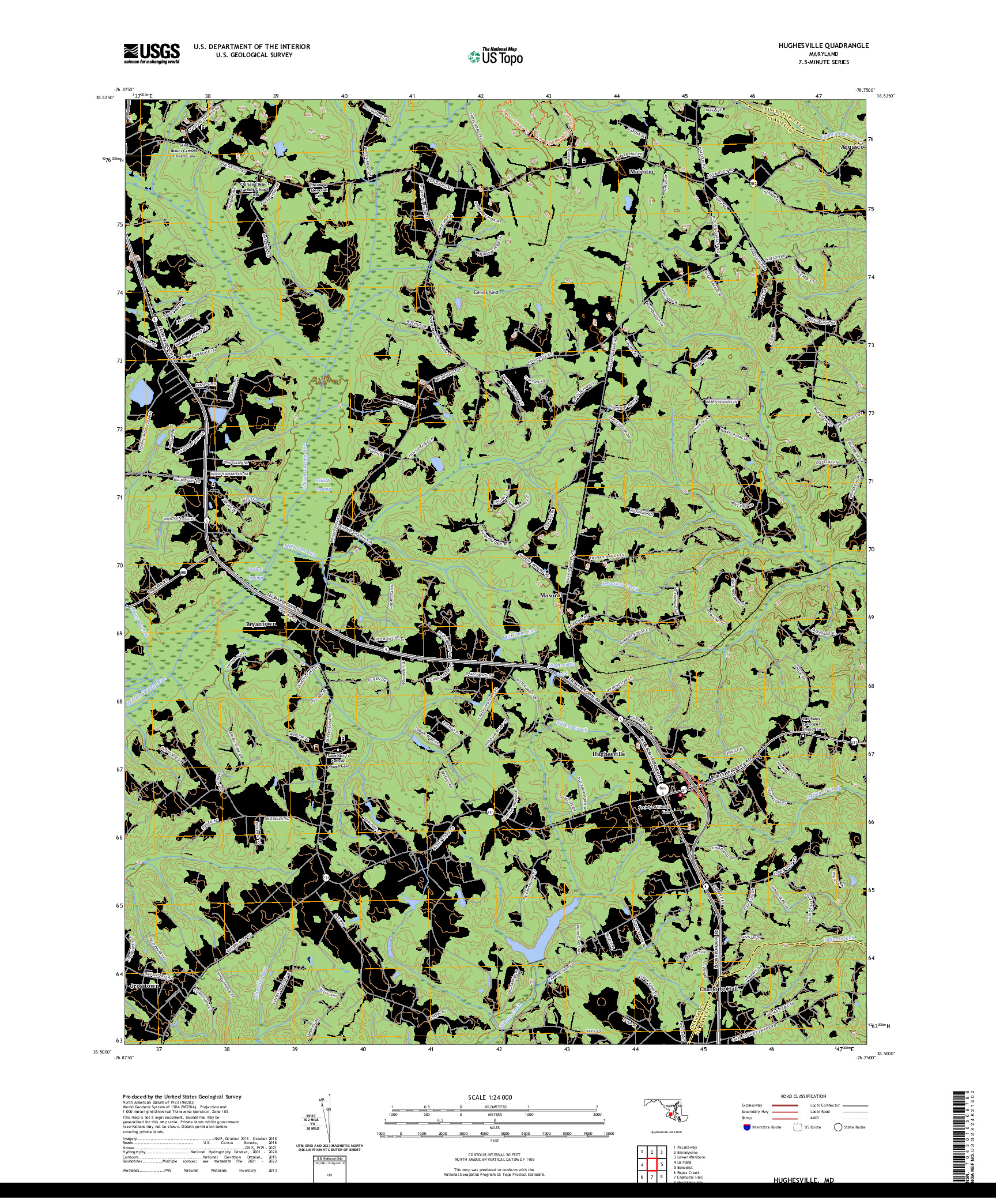 US TOPO 7.5-MINUTE MAP FOR HUGHESVILLE, MD