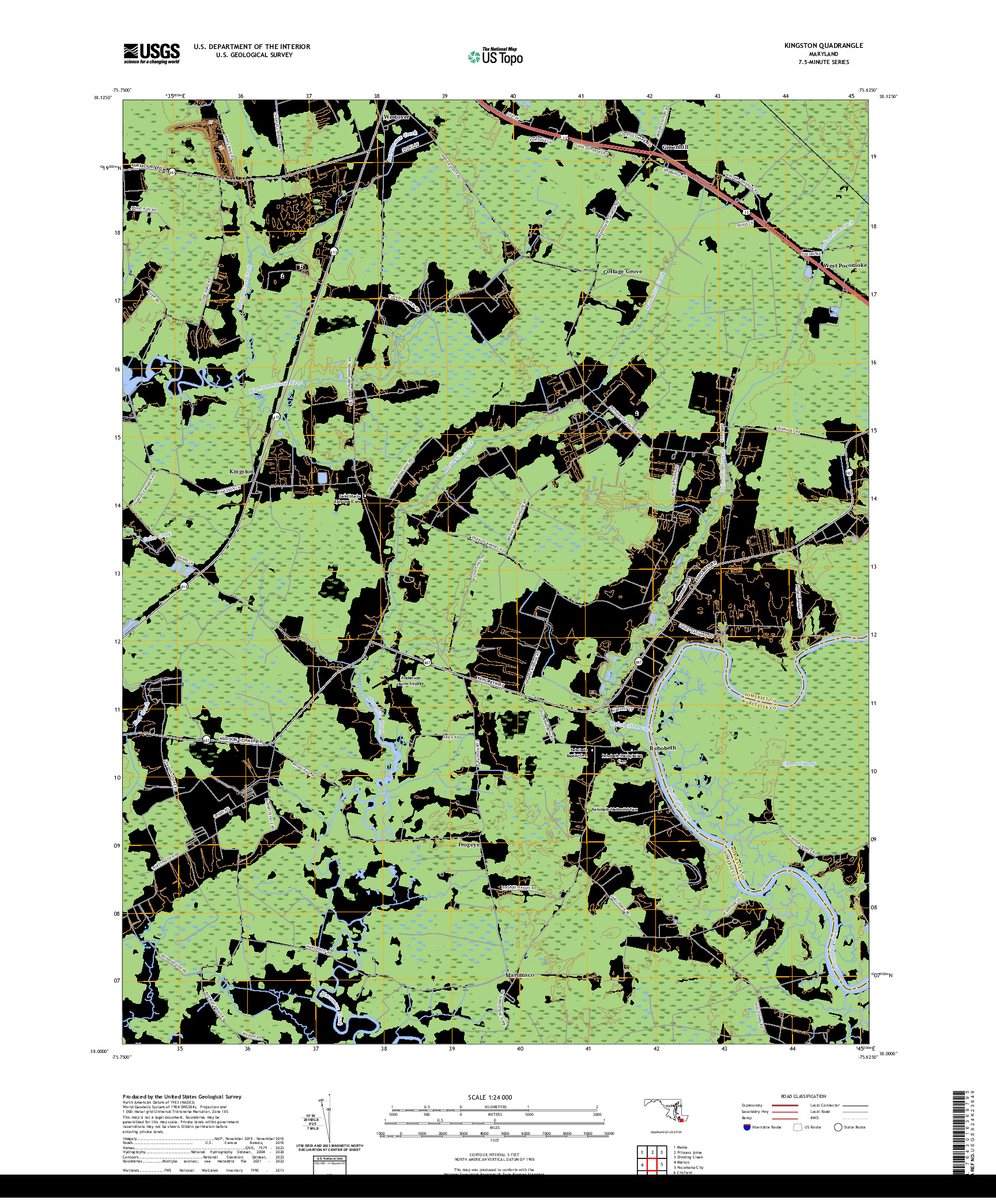 US TOPO 7.5-MINUTE MAP FOR KINGSTON, MD