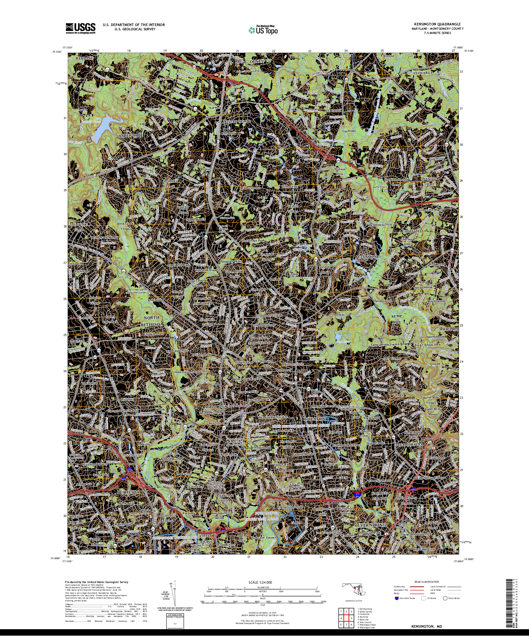 US TOPO 7.5-MINUTE MAP FOR KENSINGTON, MD