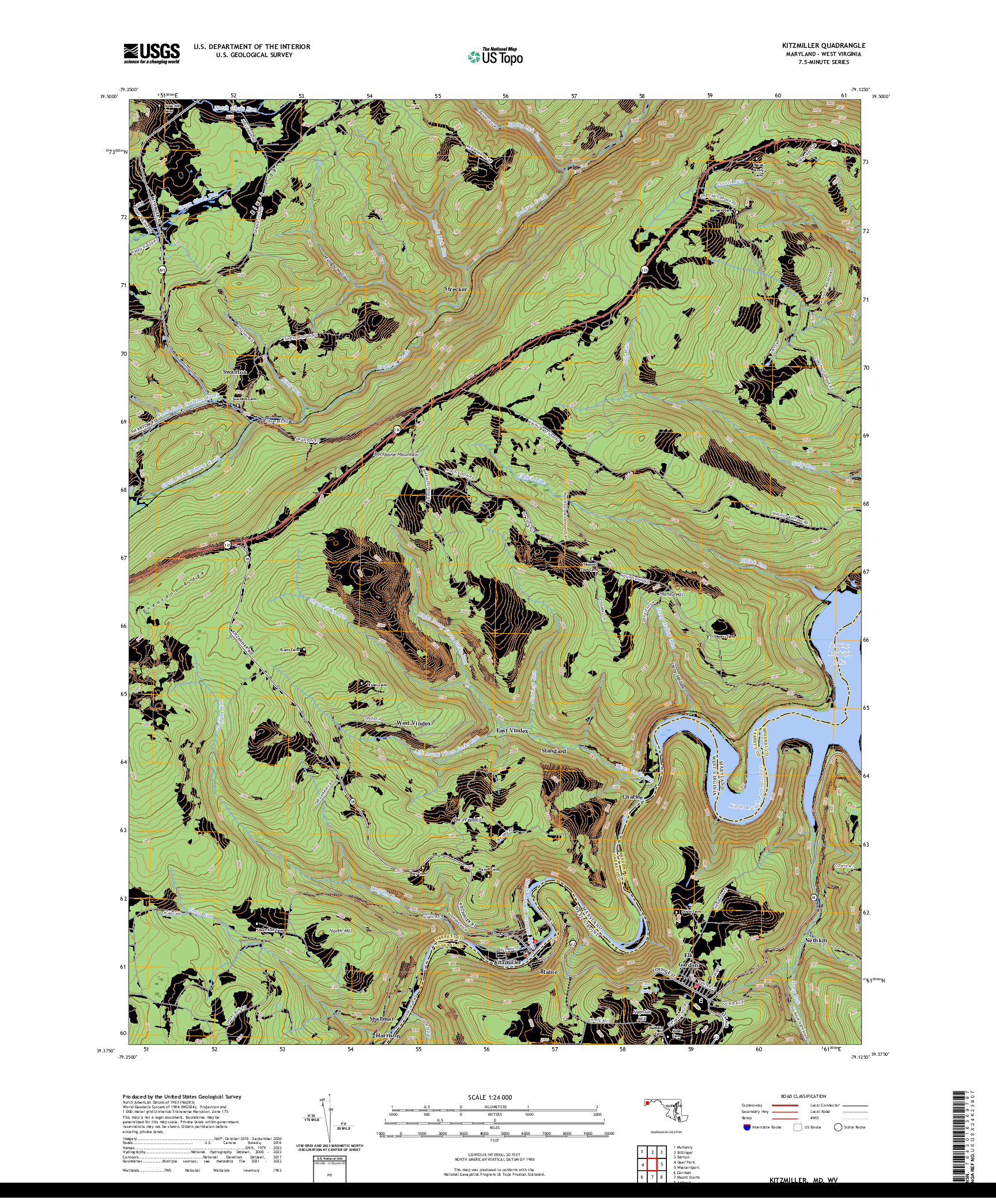 US TOPO 7.5-MINUTE MAP FOR KITZMILLER, MD,WV