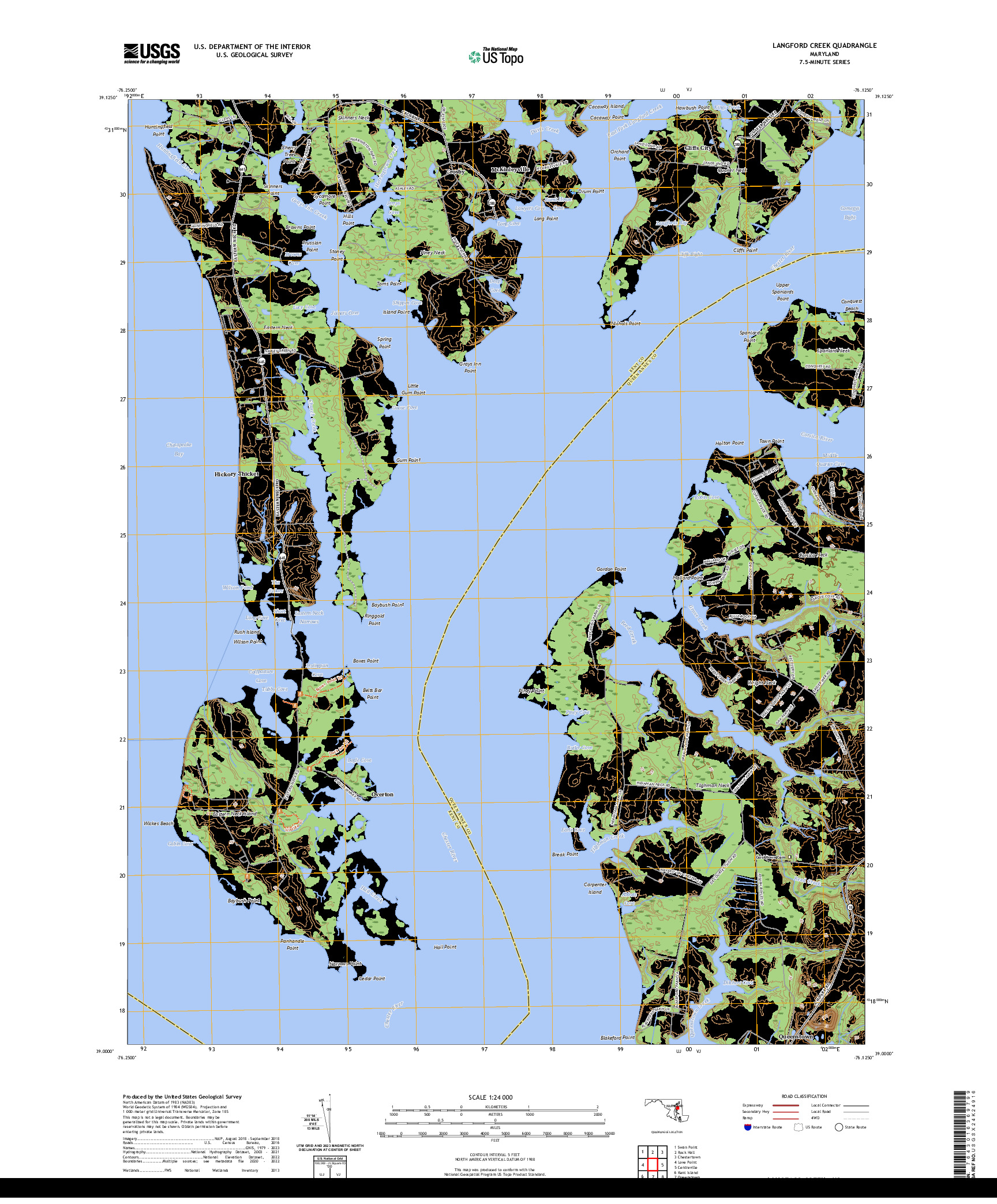 US TOPO 7.5-MINUTE MAP FOR LANGFORD CREEK, MD