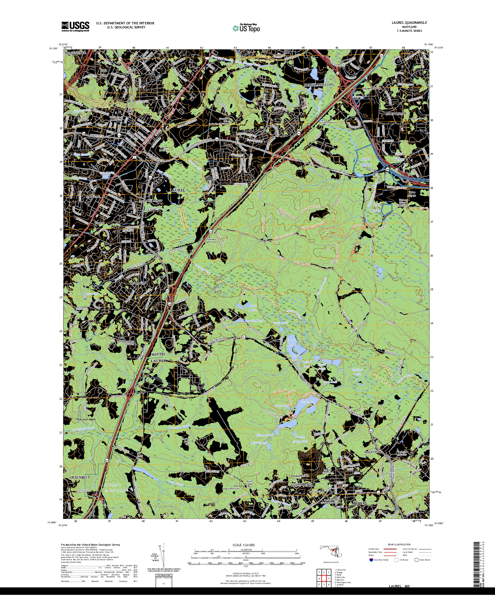 US TOPO 7.5-MINUTE MAP FOR LAUREL, MD