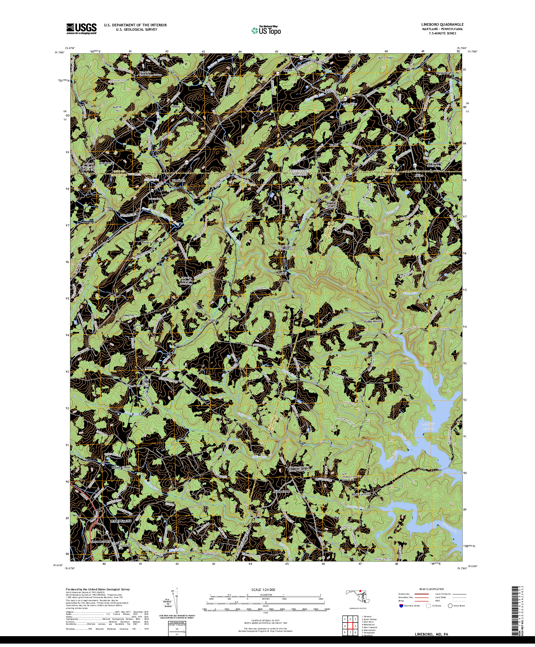 US TOPO 7.5-MINUTE MAP FOR LINEBORO, MD,PA