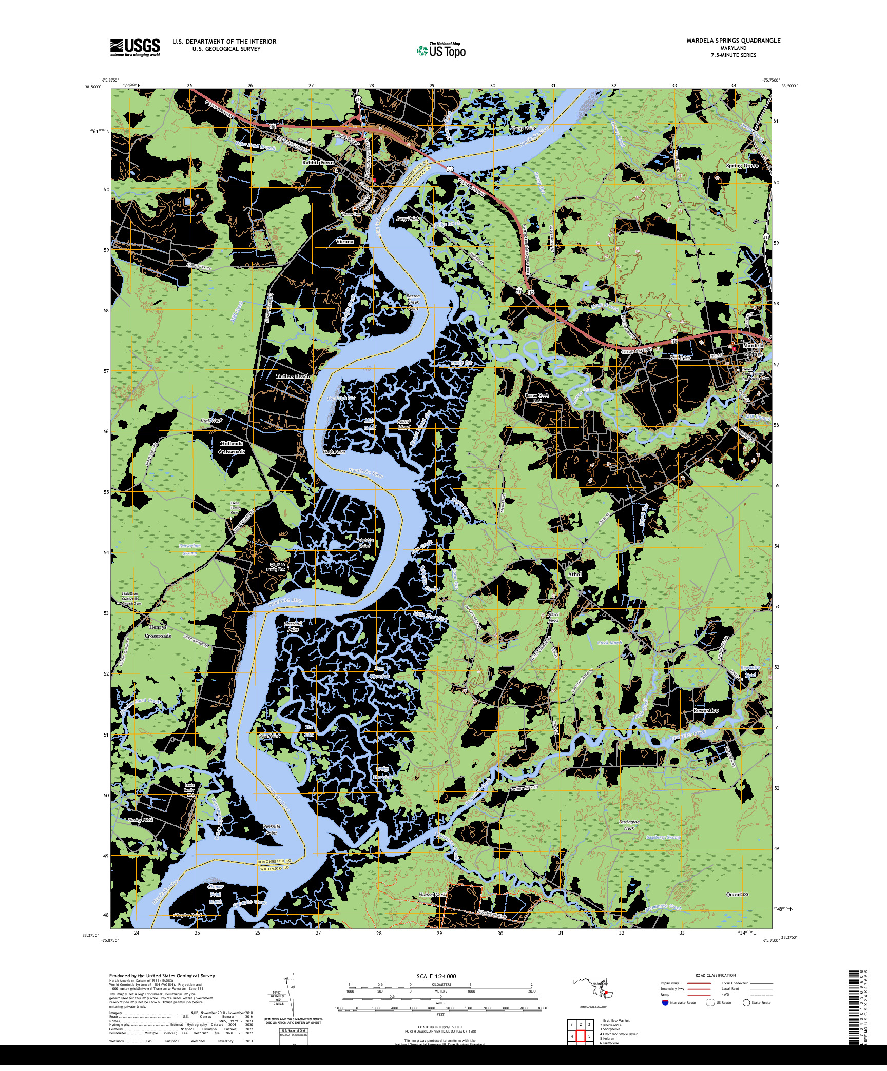 US TOPO 7.5-MINUTE MAP FOR MARDELA SPRINGS, MD