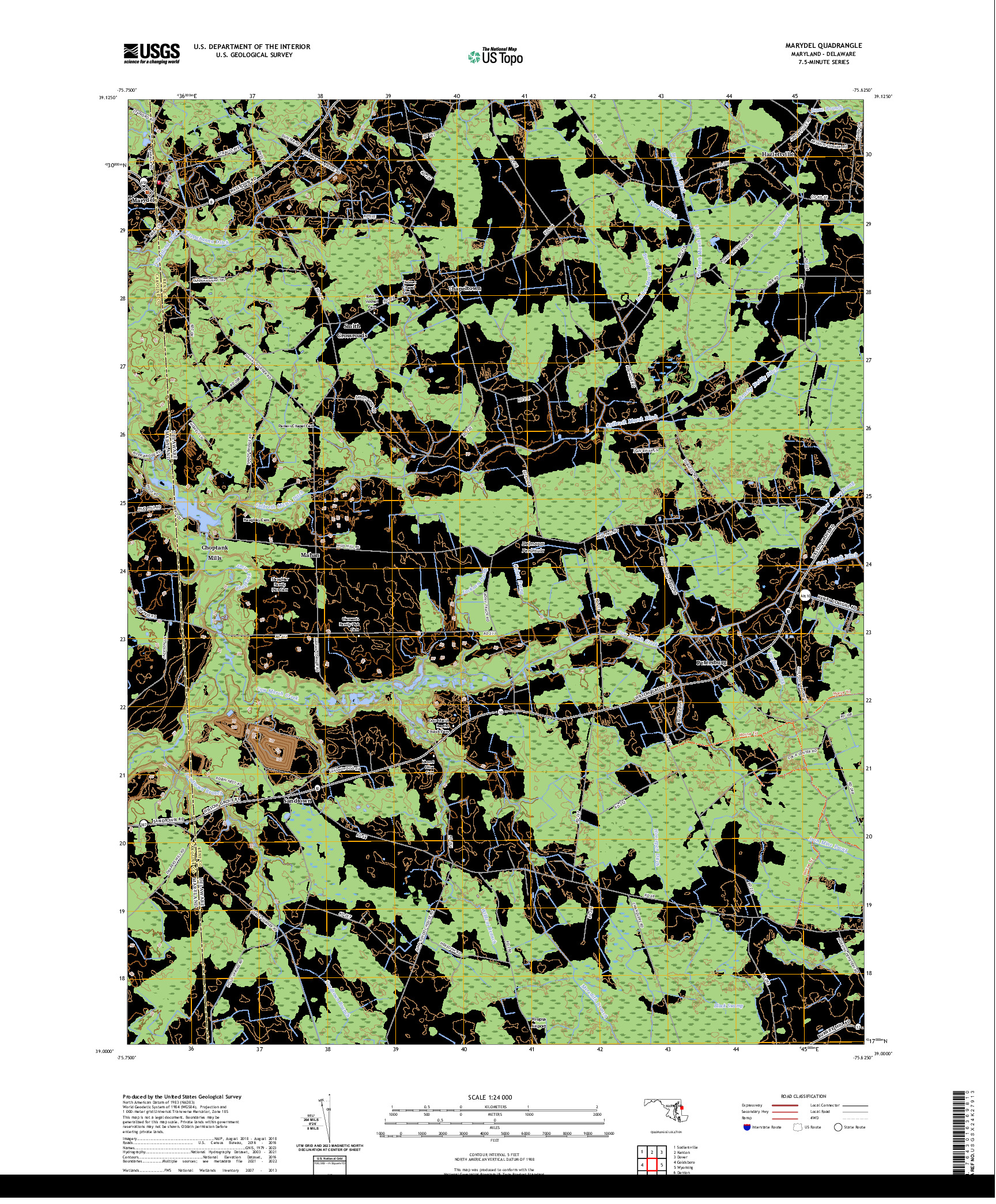 US TOPO 7.5-MINUTE MAP FOR MARYDEL, MD,DE