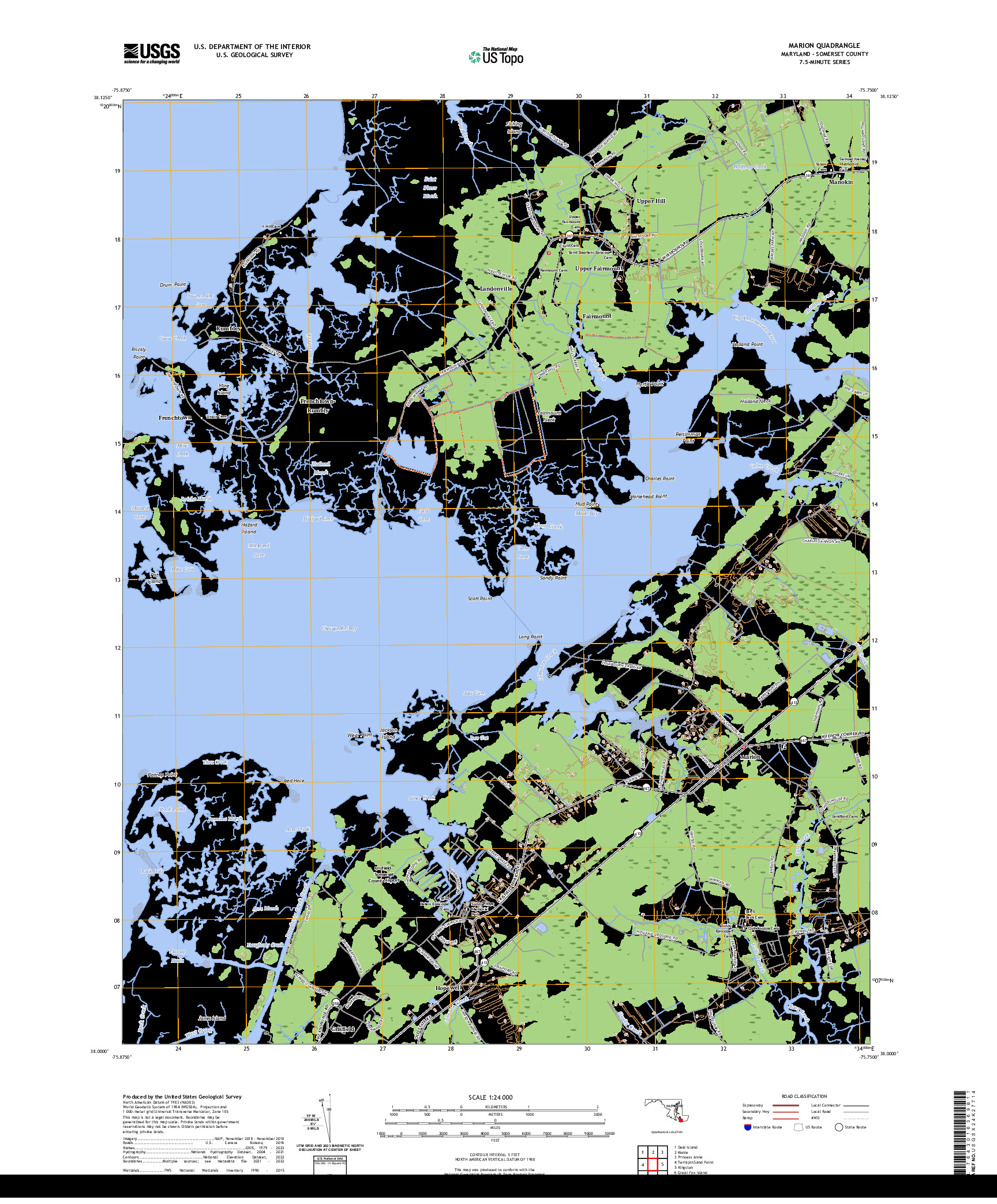 US TOPO 7.5-MINUTE MAP FOR MARION, MD