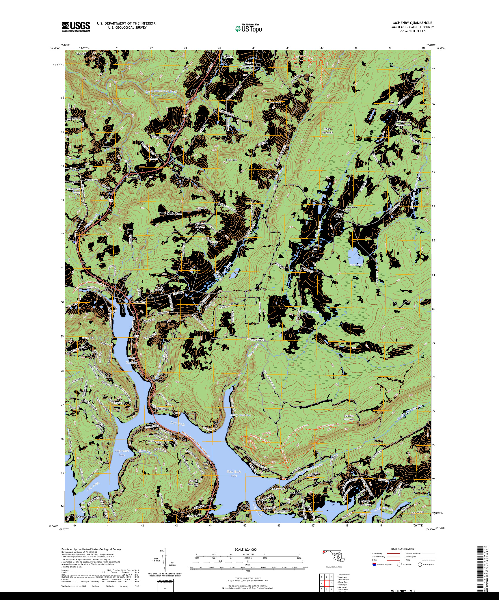 US TOPO 7.5-MINUTE MAP FOR MCHENRY, MD