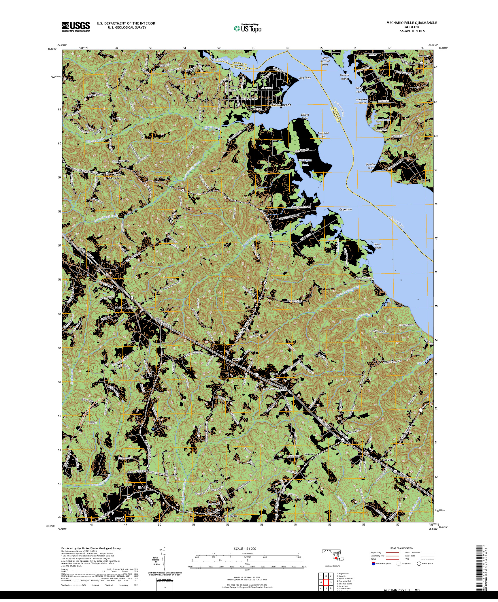 US TOPO 7.5-MINUTE MAP FOR MECHANICSVILLE, MD