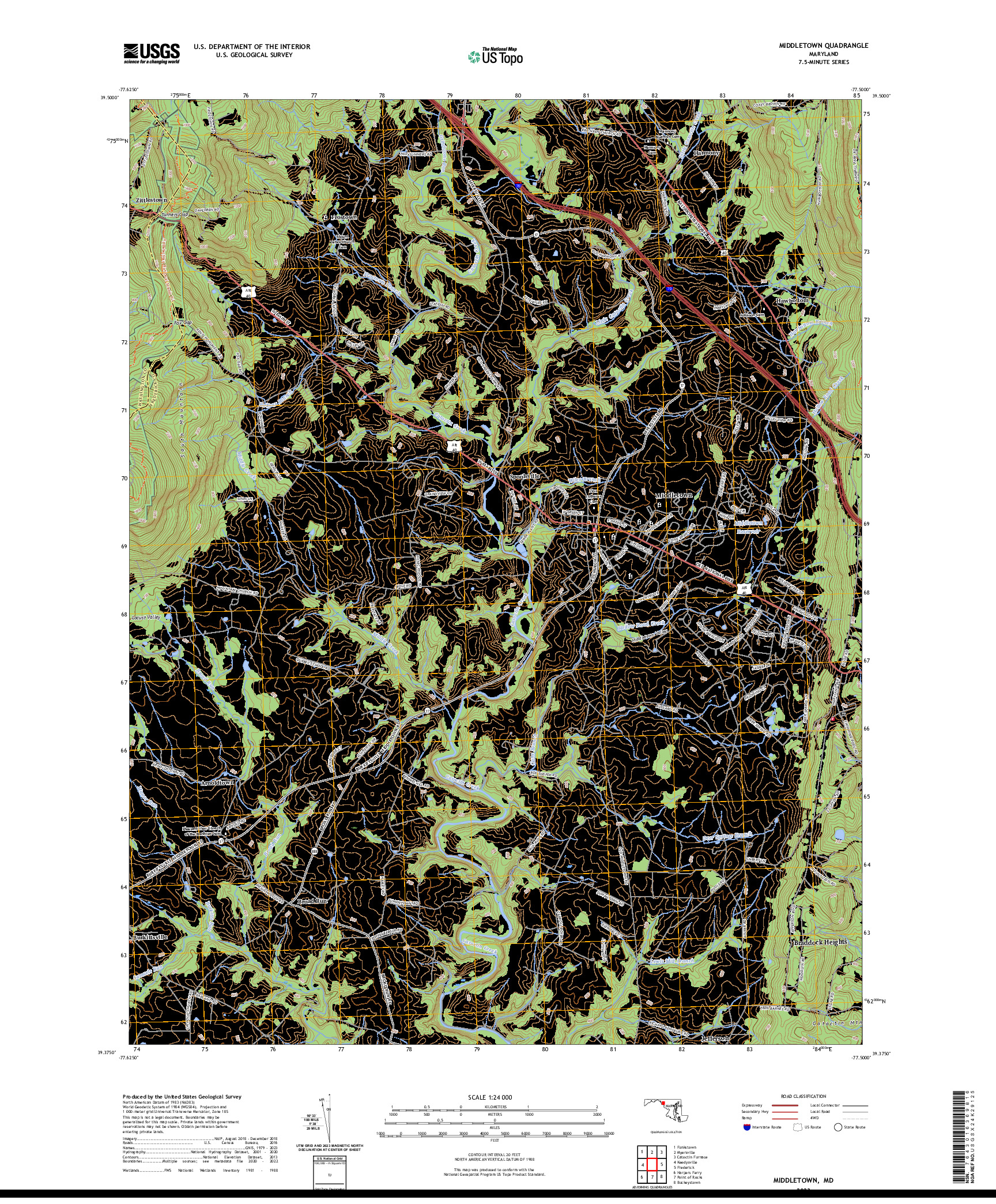 US TOPO 7.5-MINUTE MAP FOR MIDDLETOWN, MD