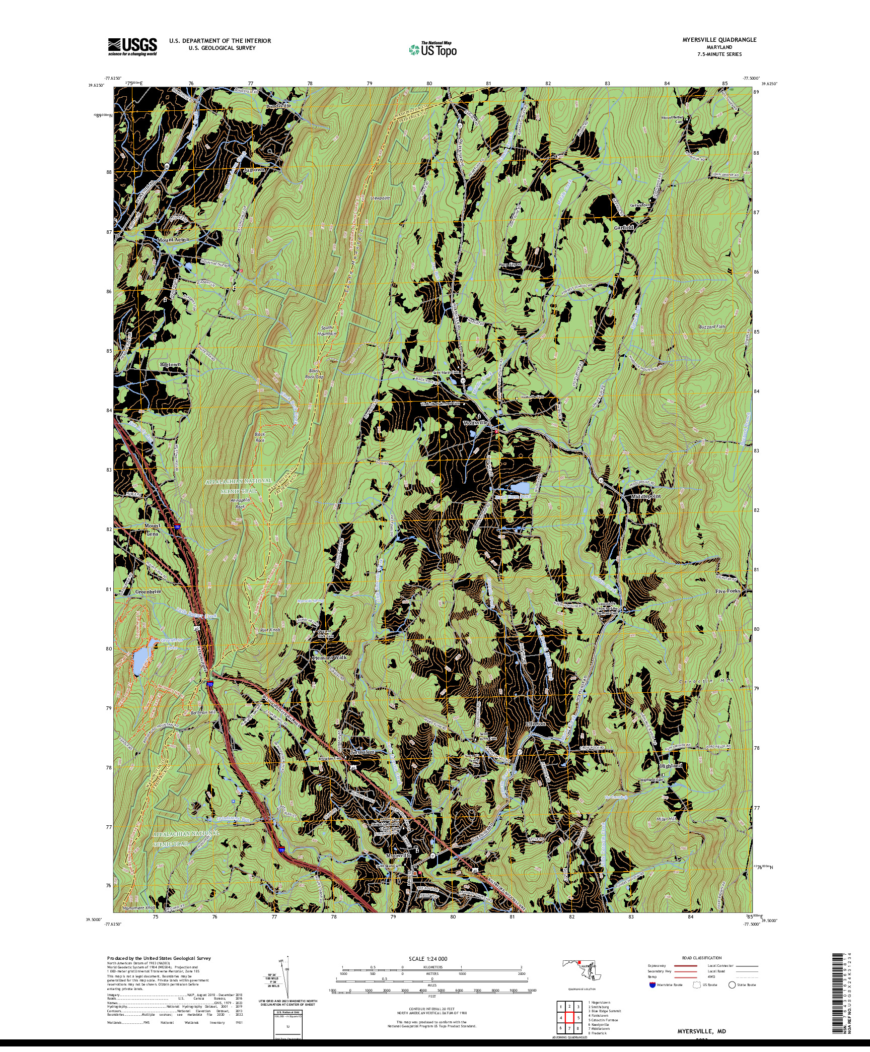 US TOPO 7.5-MINUTE MAP FOR MYERSVILLE, MD